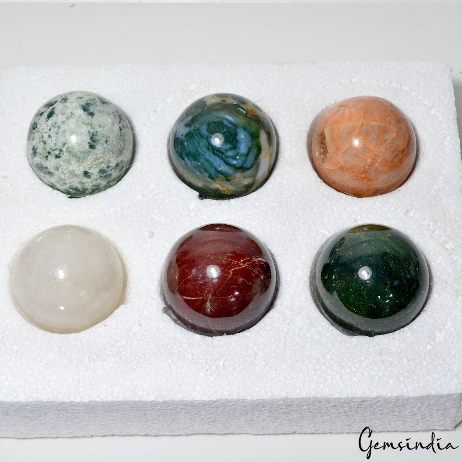 1.41 Kilo Natural Multi Gems Healing Crystal Mineral Sphere Lot 6 Pc With Stand