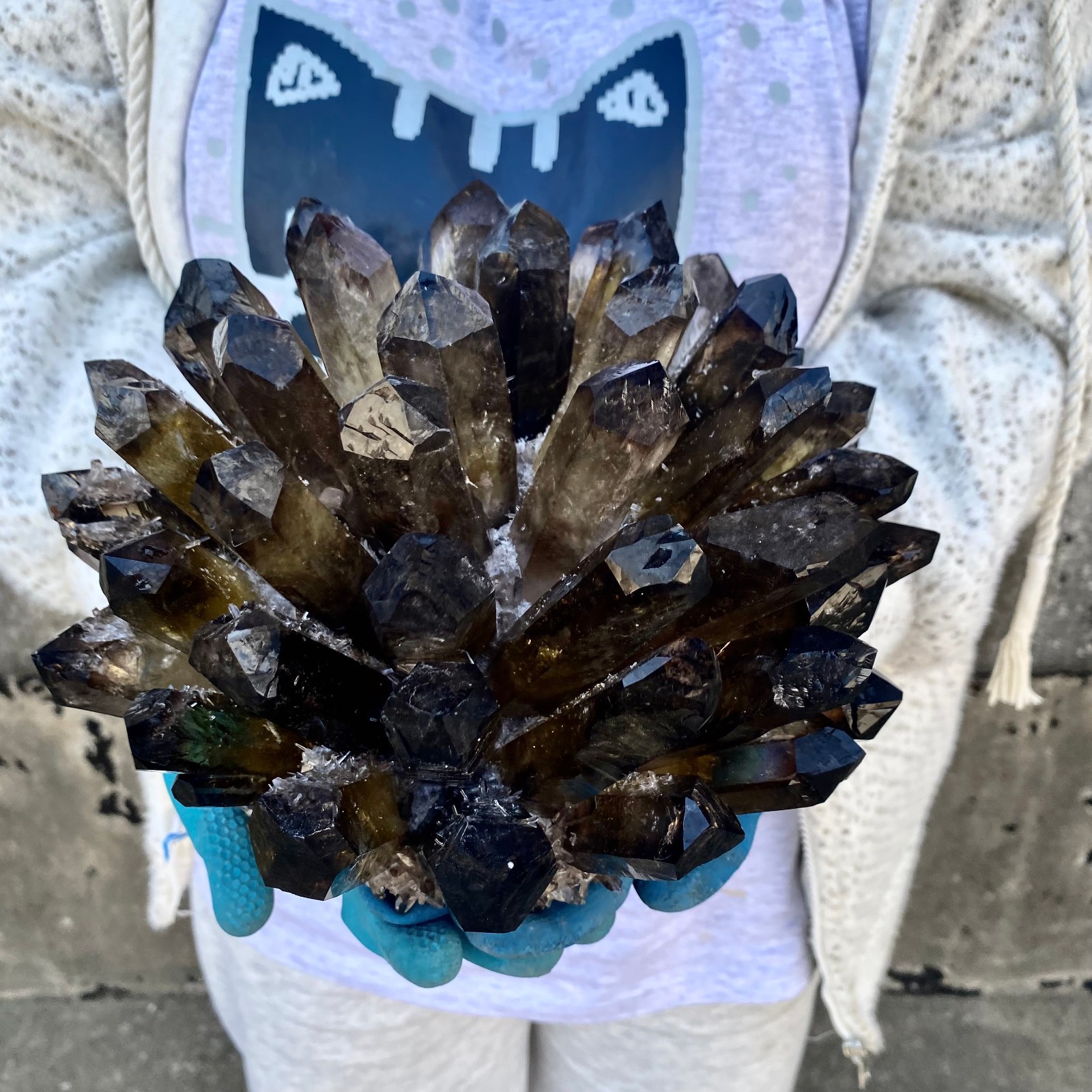 13.27LB New Find black Phantom Quartz Crystal Cluster Mineral Specimen Healing