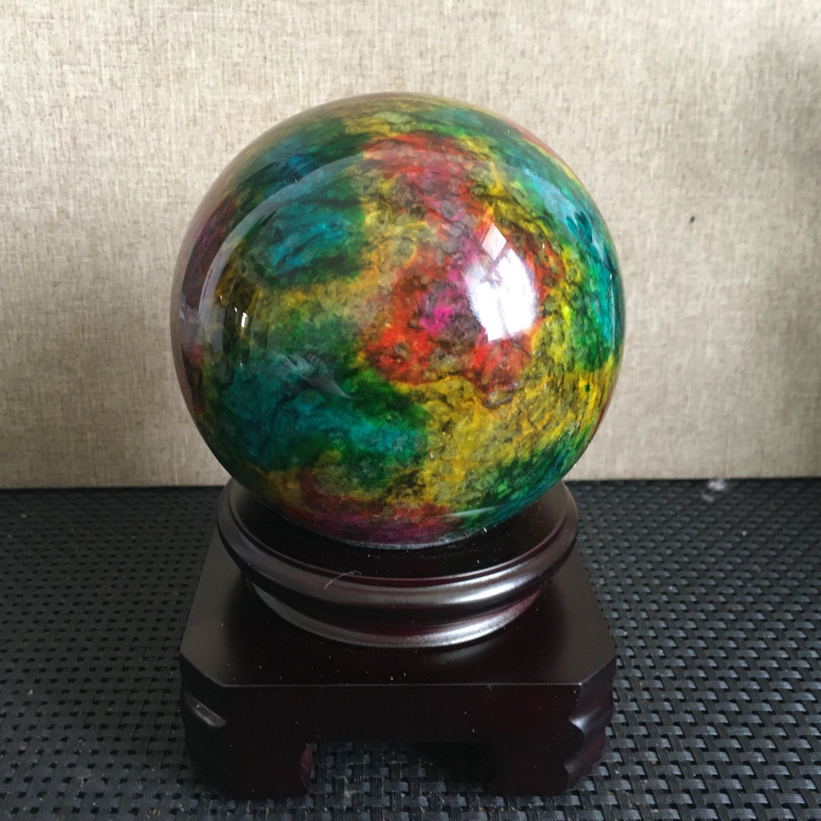 1585g “Seven Colors Jade” crystal sphere specimen -Taiwan China