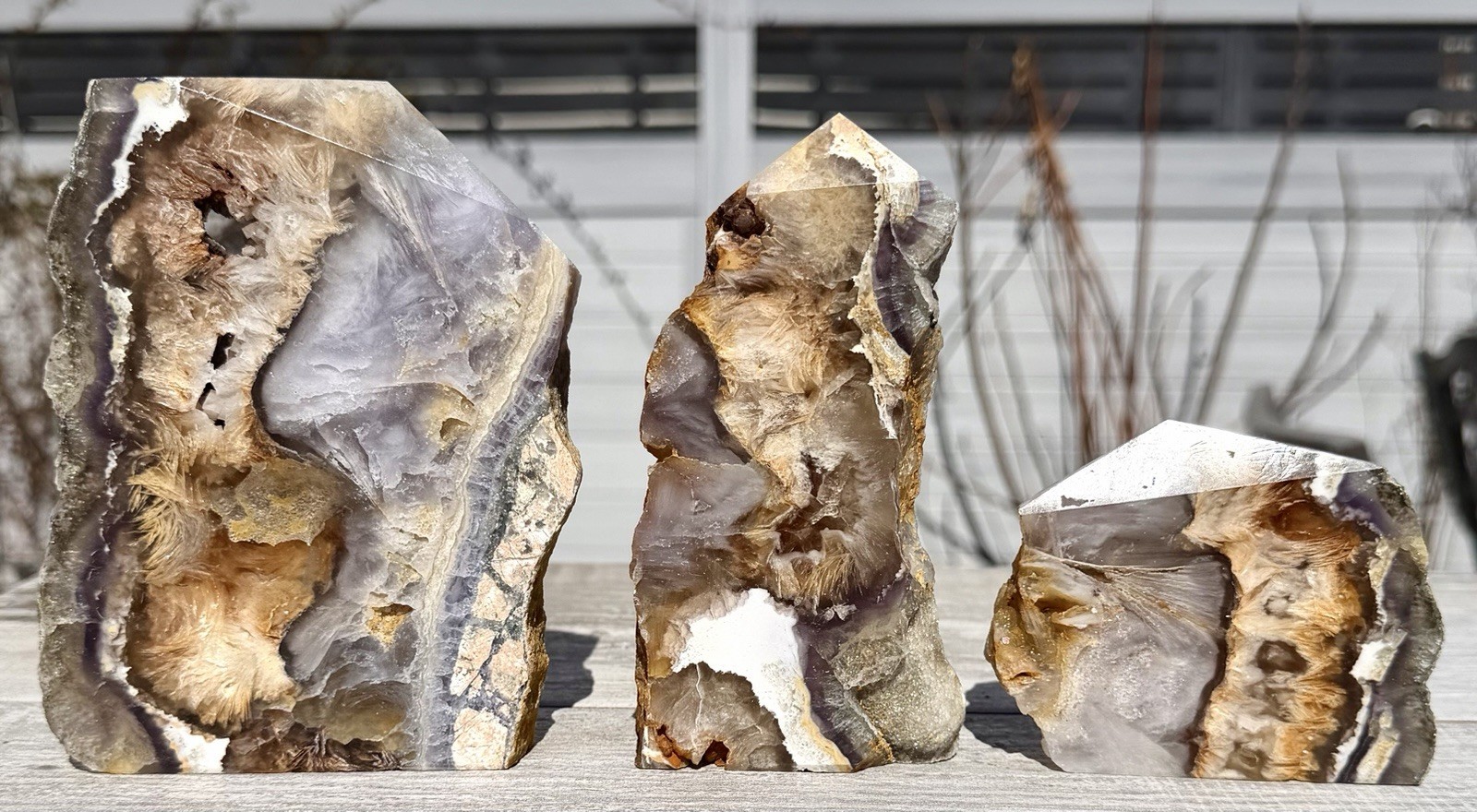 Wholesale Lot 3-4 PCs Feather Fluorite Pyrite Slab Tower Natural Crystal Energy
