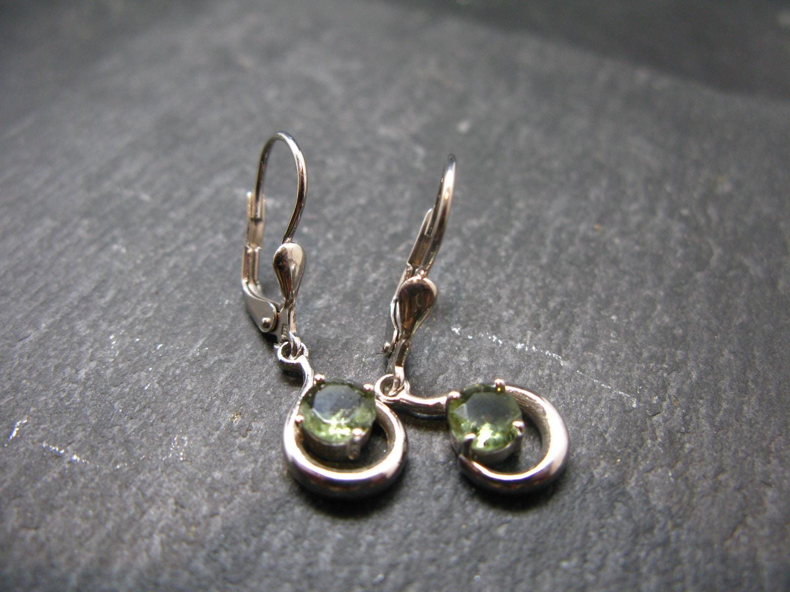 Moldavite Tektite Silver Earrings from Czech Republic – 2.48 Grams