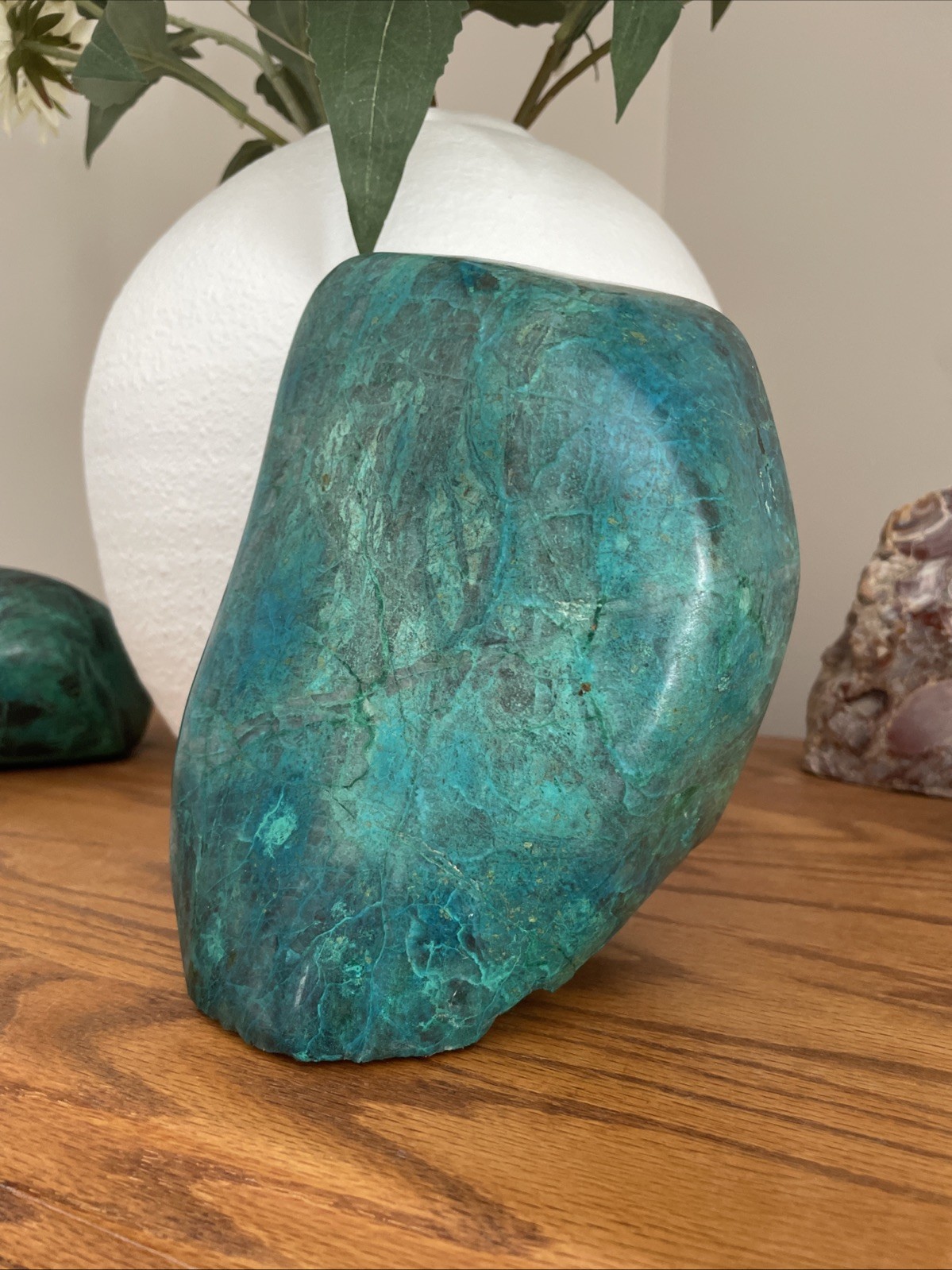 XL vibrant chrysocolla in quartz / Carved And Polished Crystal / Cabochon 3588g