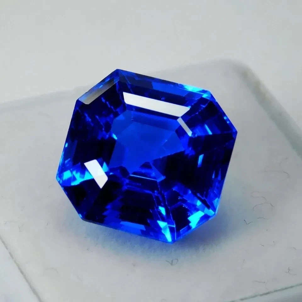 15.3 Ct Certified Natural Blue Sapphire Asscher Cut Sri Lanka Loose Gemstone