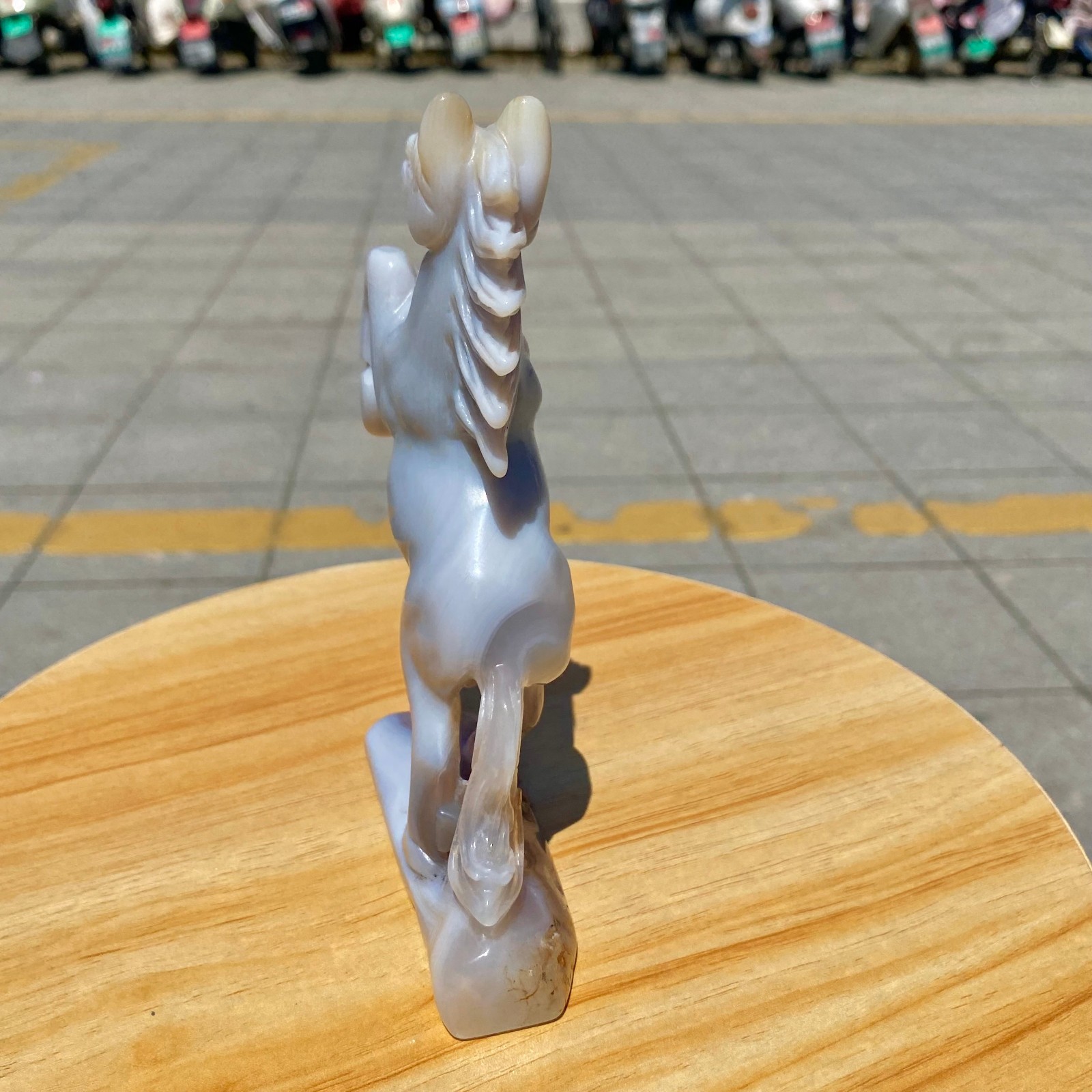 300G Natural Agate Carved Horse Figurine, Exquisite Hand Carved Gemstone Statue
