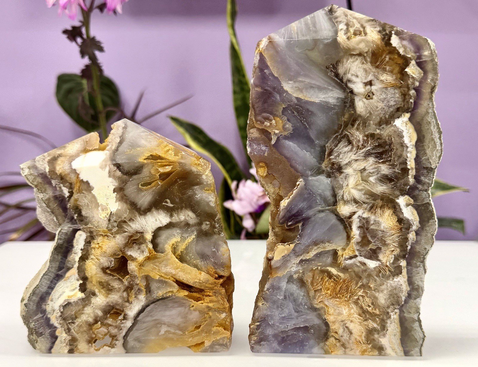 Wholesale Lot 3-4 PCs Feather Fluorite Pyrite Slab Tower Natural Crystal Energy