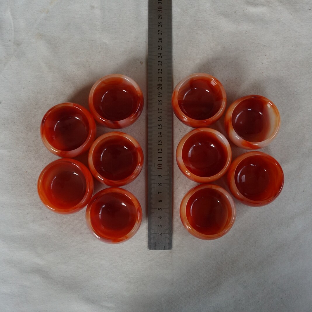5 Pieces Manmade Art Agate Carnelian Quartz Crystal Bowl Cup Carving Healing