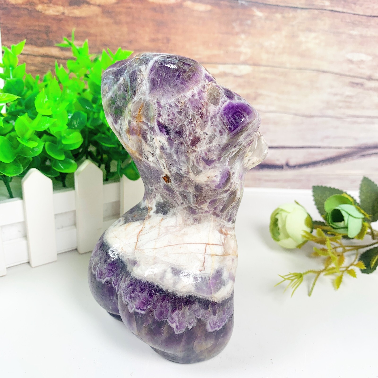 1pc Natural amethyst goddess Crystal woman body carving Home decoration