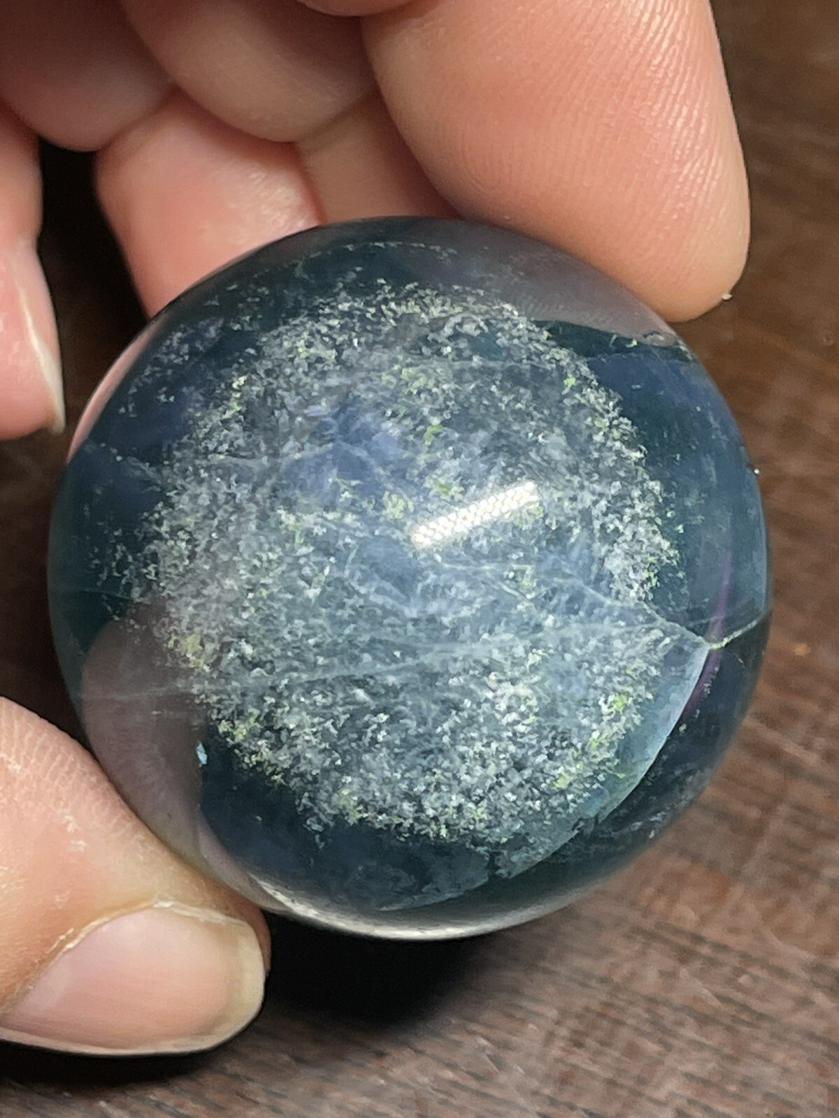 Blue Green Fluorite Mini Sphere Ball Orb Marble 34.6mm 71g