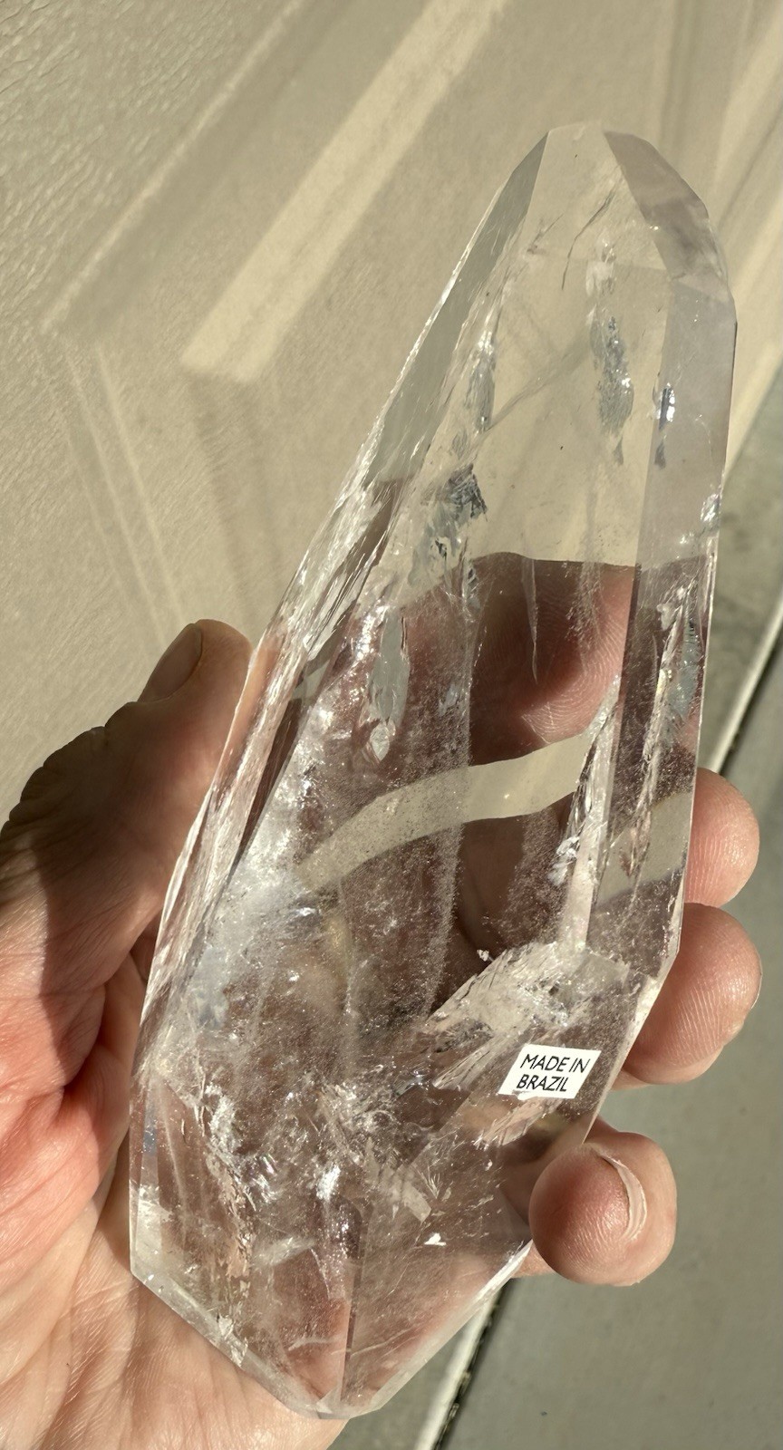 HIGHEST QUALITY CLEAR Quartz Crystal Geometric Freeform 472gr my bEST w/Stand