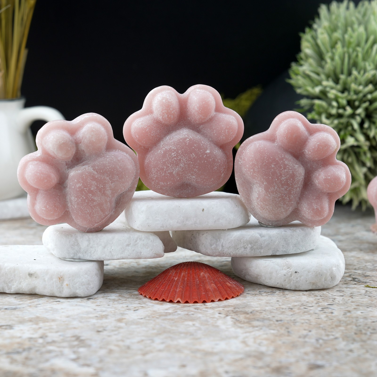Pink Opal Crystal Paw Carving Stone Pink Protection Trinket Cat Dog Lover Gift