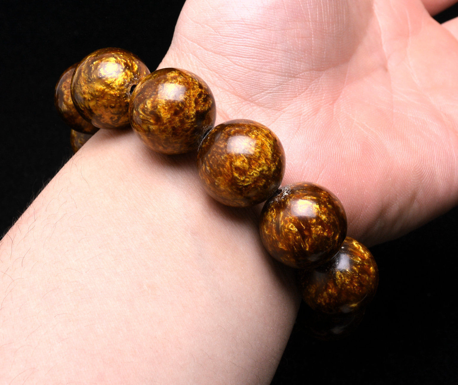 Genuine Golden Black Coral Sea Willow Bracelet Beads 18MM