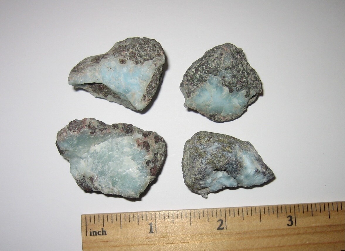4 NATURAL ROUGH 0.9″- 1.4″ LARIMAR STONE MINERALS DOMINICAN REPUBLIC ~ 68.6g *1