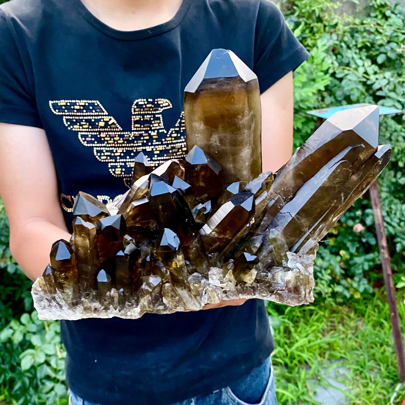 5.7LB Natural Tea black Crystal quartz Cluster Mineral Specimen Healing reiki