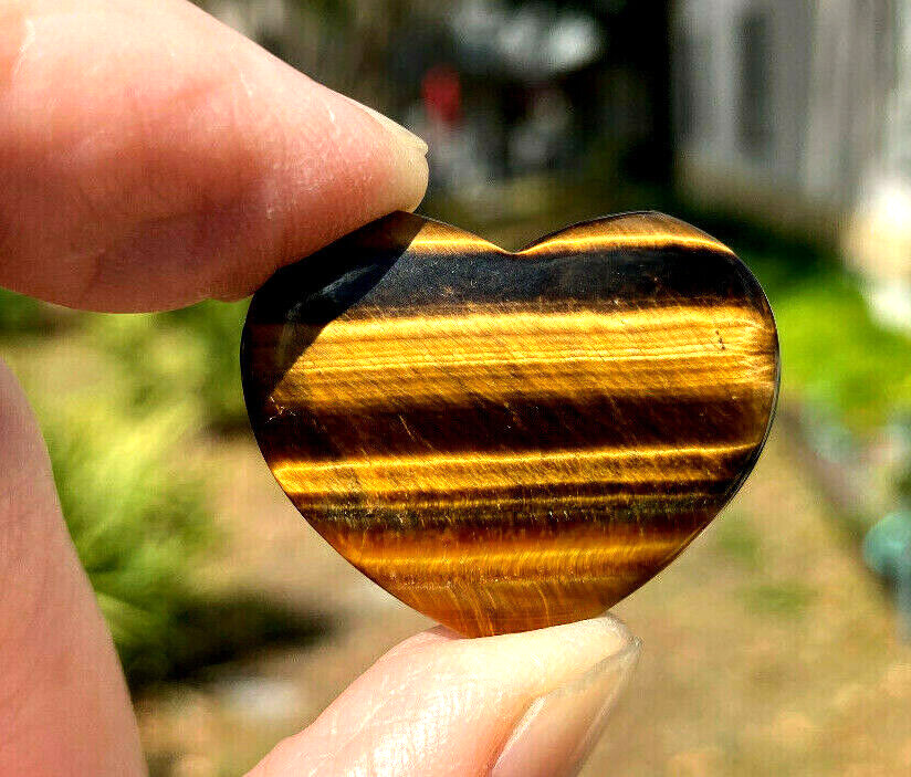 SET OF 4 TIGER EYE HEARTS – 1 1/4 inches