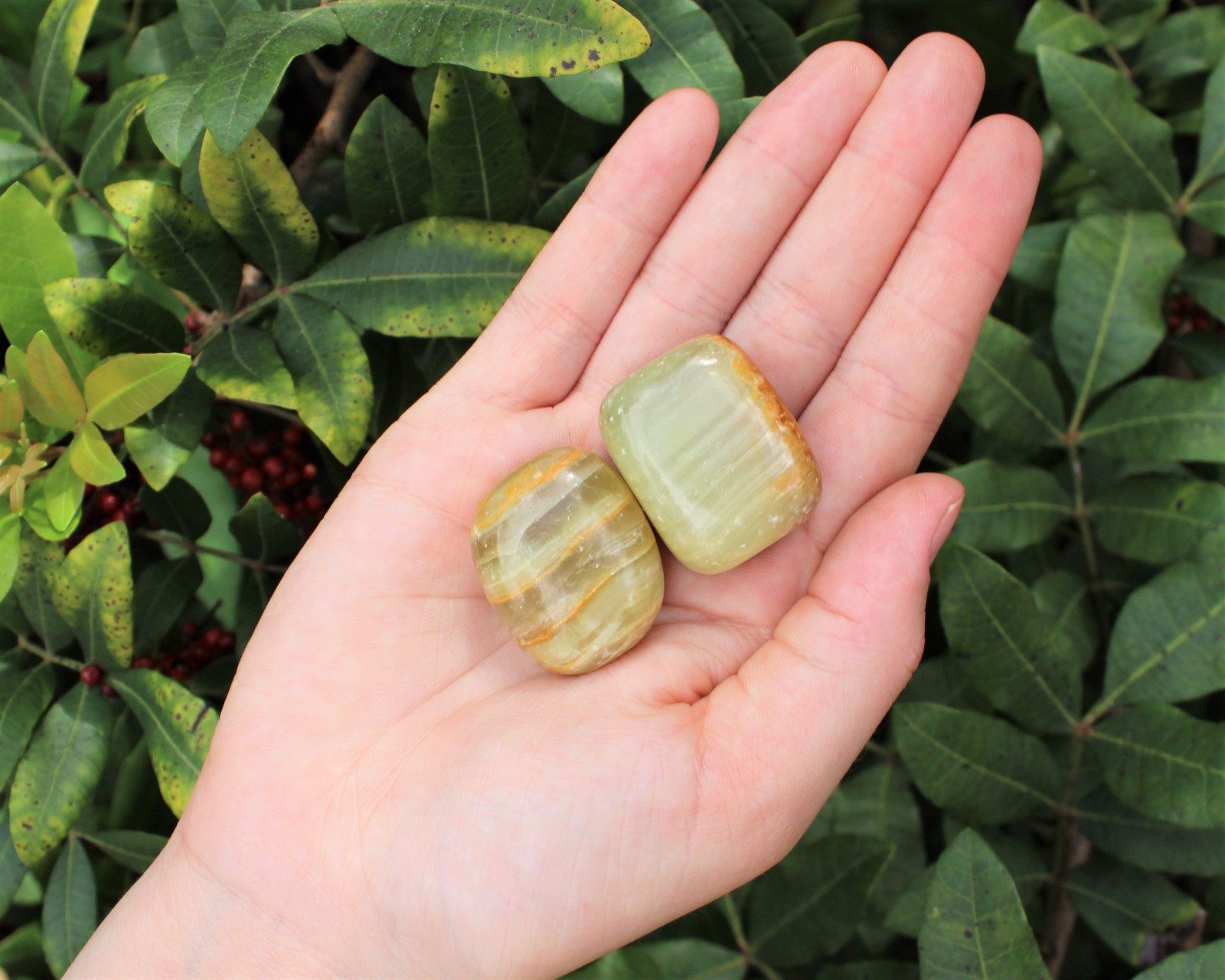 Green Calcite Tumbled Stones: Choose Ounces or lb Bulk Wholesale Lots (A Grade)
