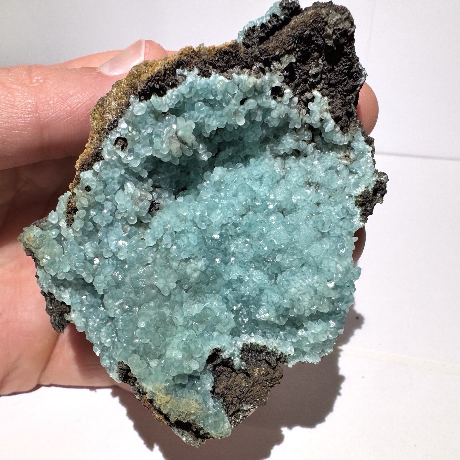 Blue Smithsonite Crystal Cluster ex Virgadaula 2.9” 191g Kelly Mine, New Mexico