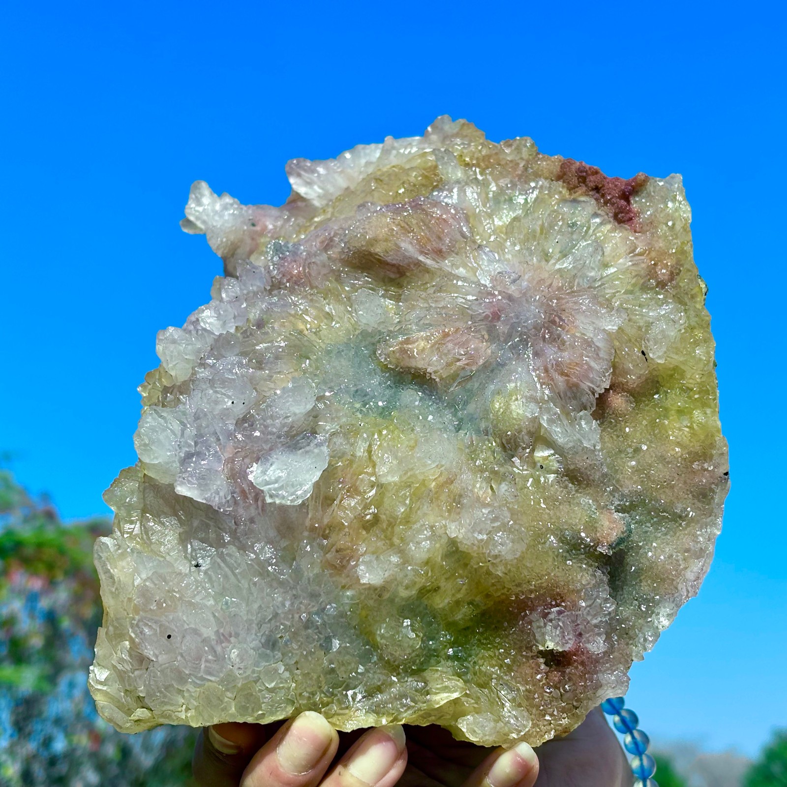 2.08LB Rare Natural Transparent Sunflower Fluorite Mineral Crystal Sample/China