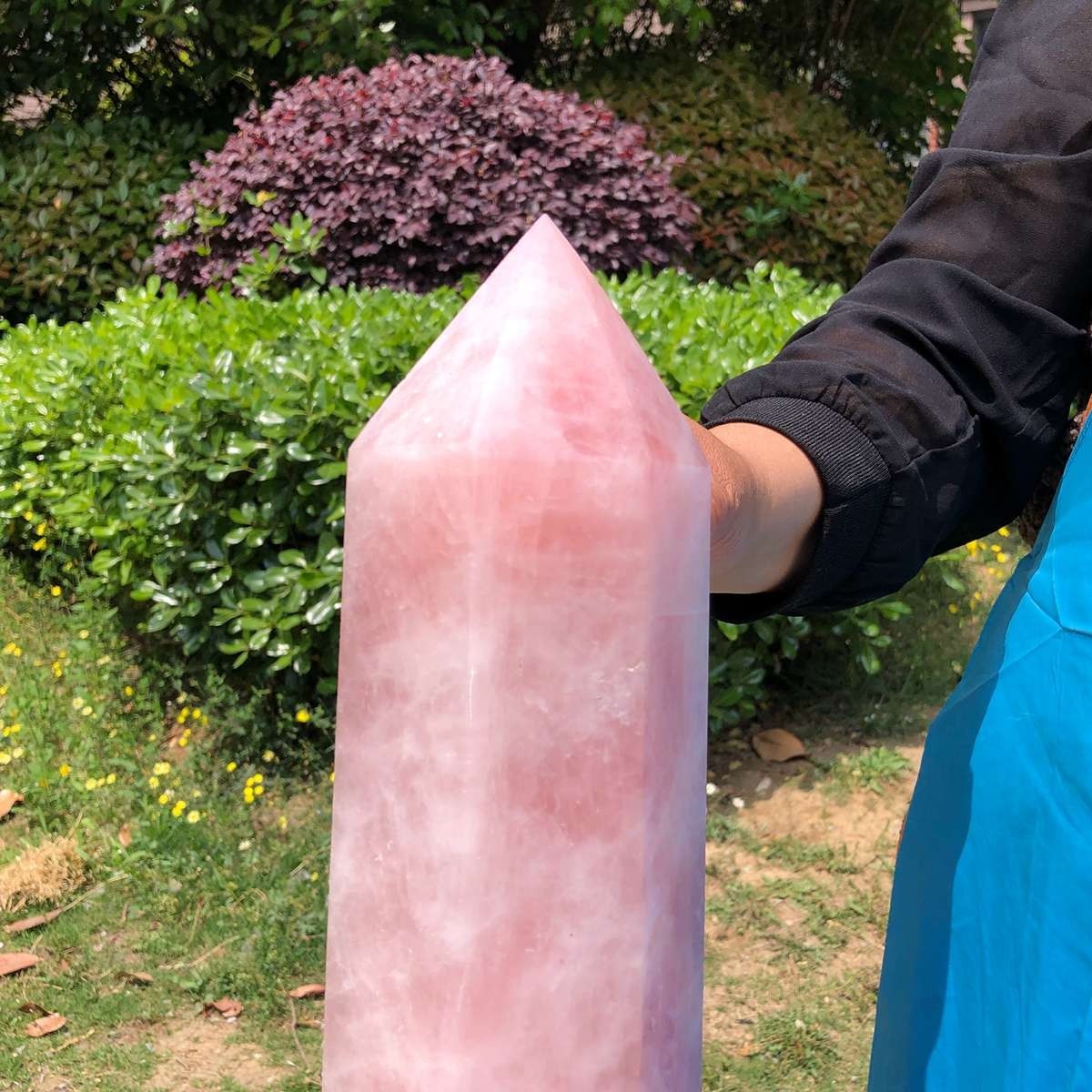 9.74LB Natural rose quartz obelisk pink crystal tower point healing decor