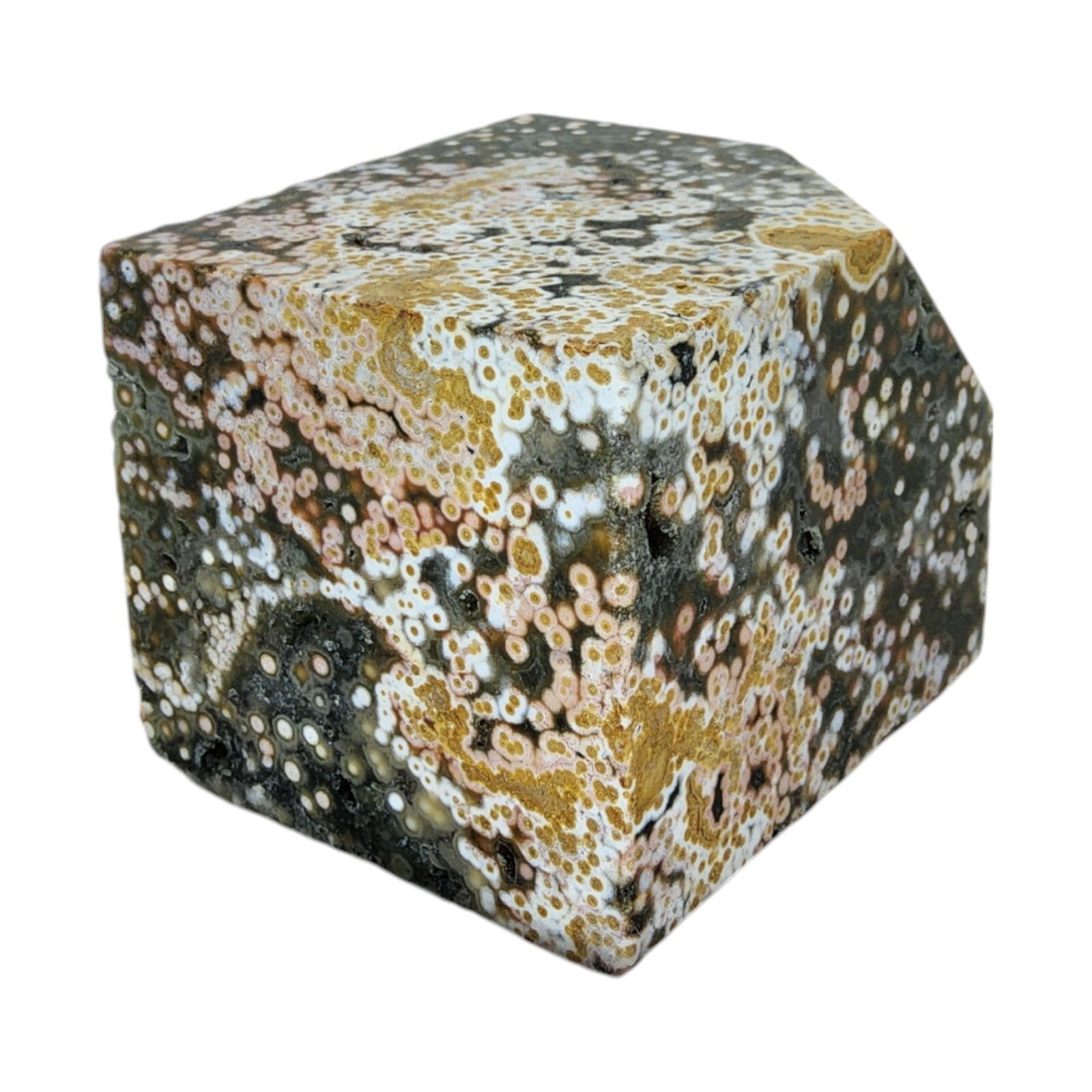 Ocean Jasper, 1 5/8 inch, cube, high quality, orbicular, specimen, #R-6272