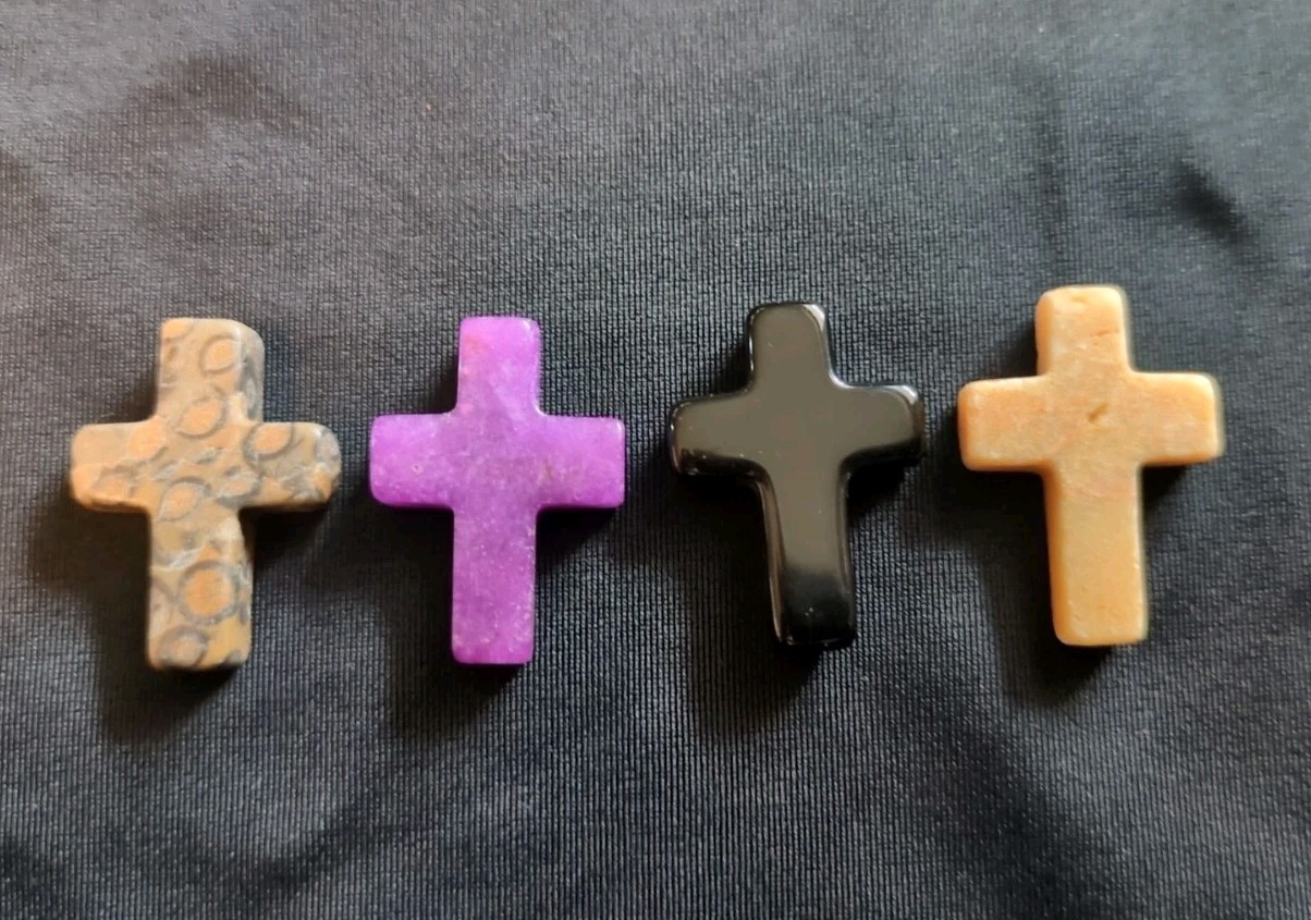 1″ Mini Crystal Crosses Natural Quartz Cross Shaped Worry Stones Charms – #4