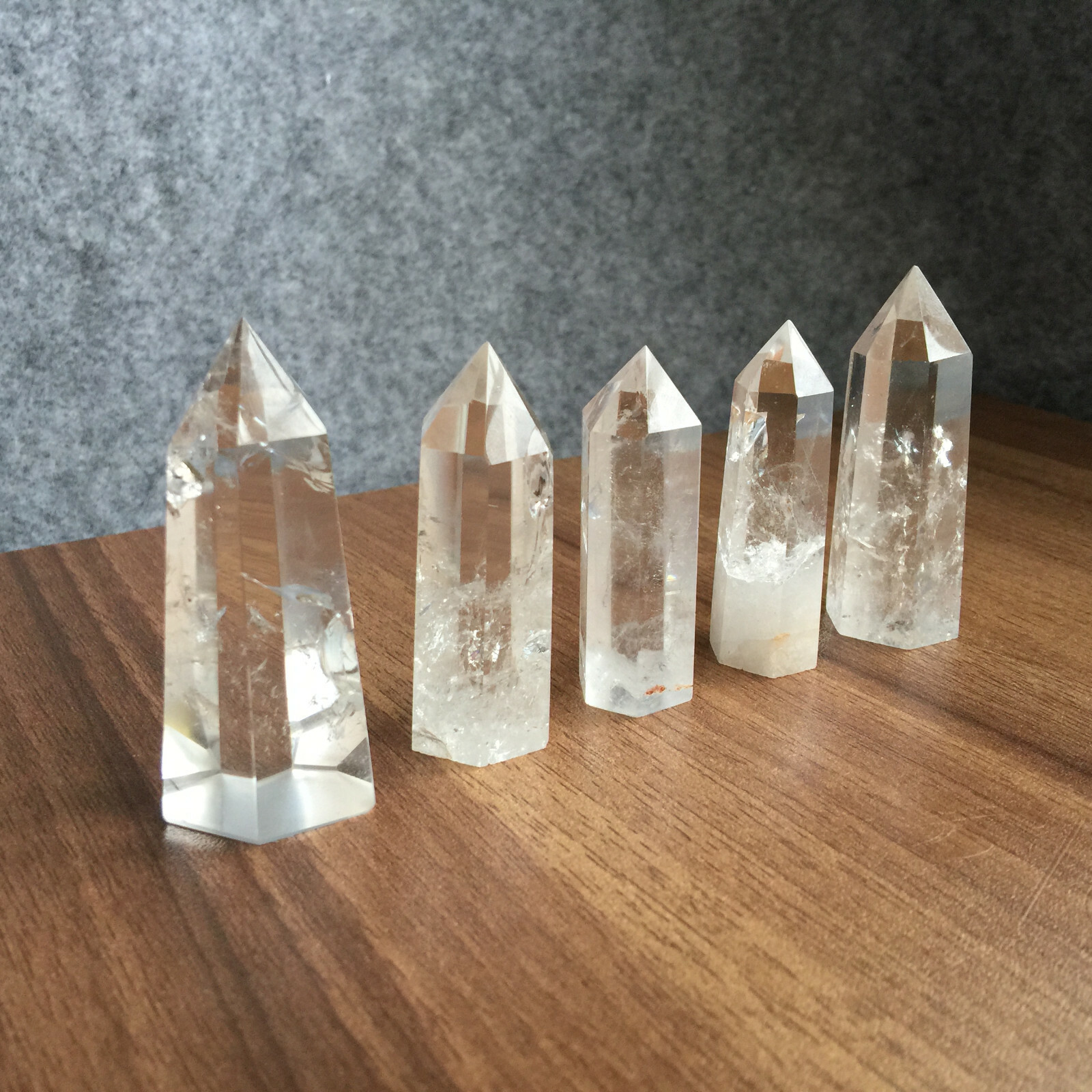 5PCS Natural clear obelisk quartz crystal point tower wand reiki healing
