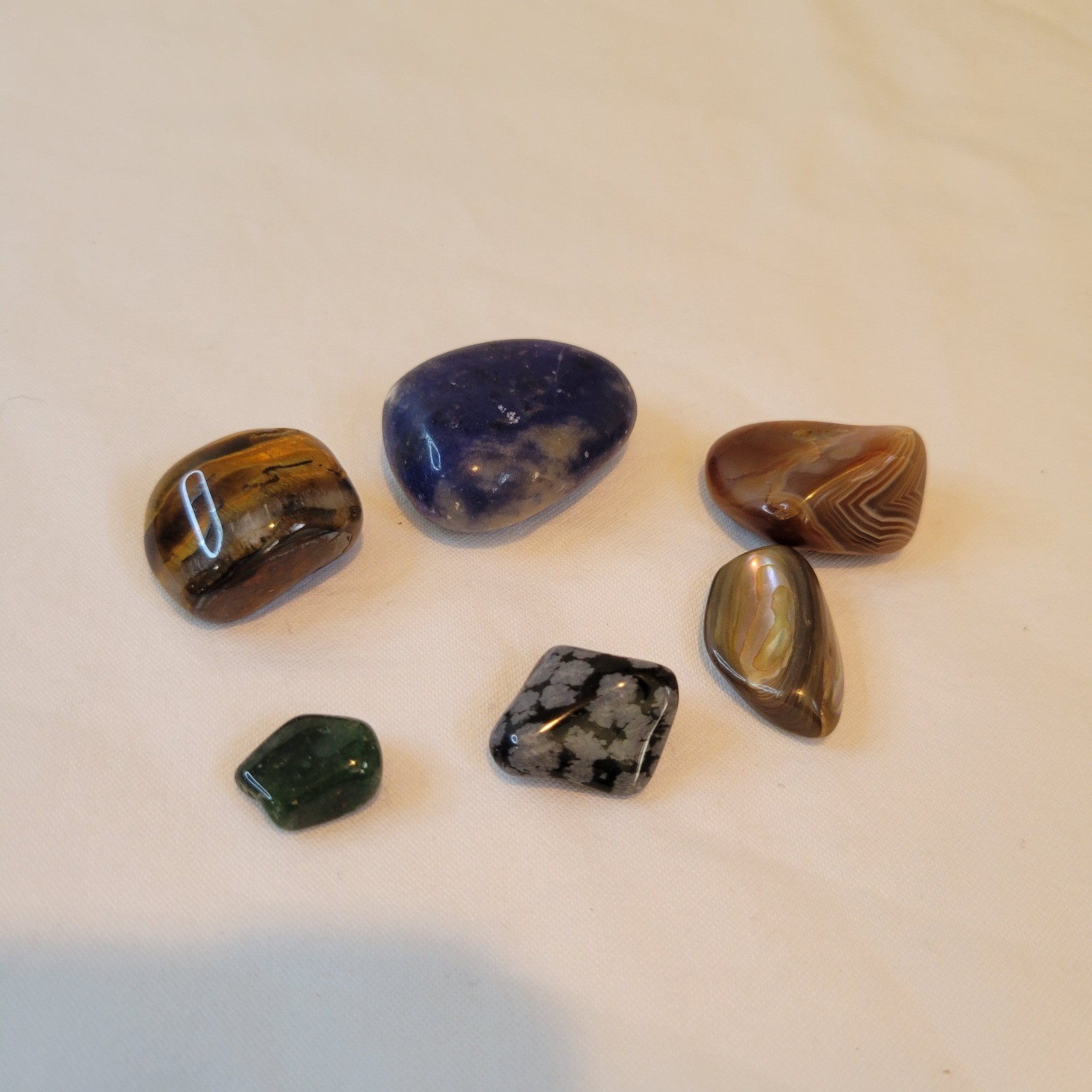 6 Piece Polished Tumbled Gemstone Small Rocks Set Tigers Eye Sodalite