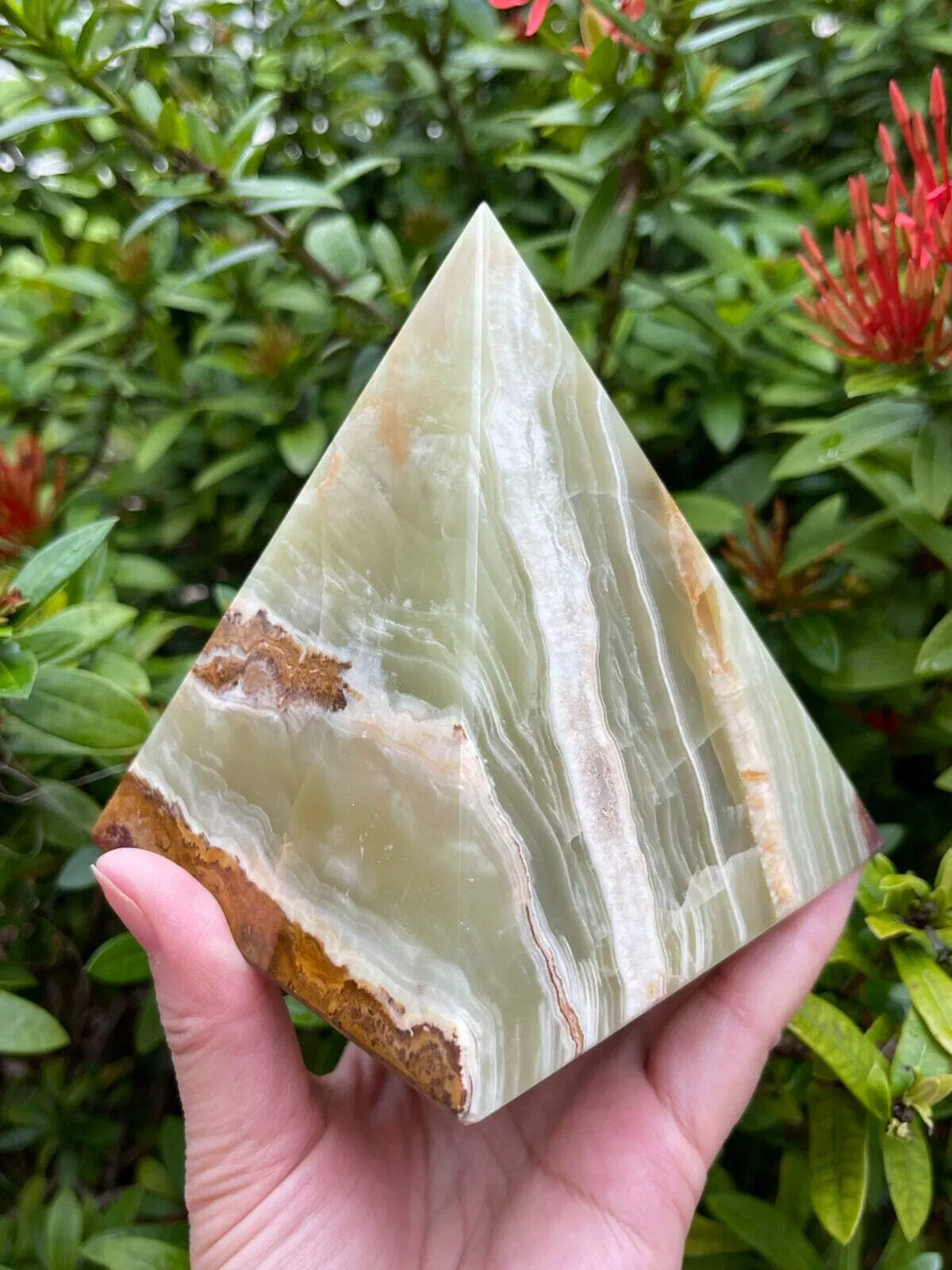 2″ 3″ & 4″ Green Onyx Crystal Pyramid, Grade A ++Multi Green Marble Onyx Pyramid