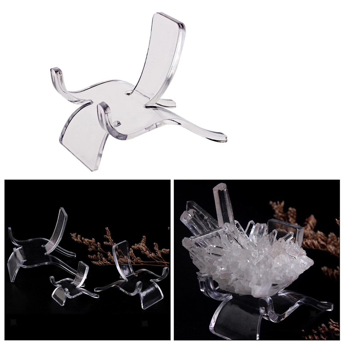 20x Acrylic Clear Display Stand Easel Rack for Minerals Crystal Holder Support
