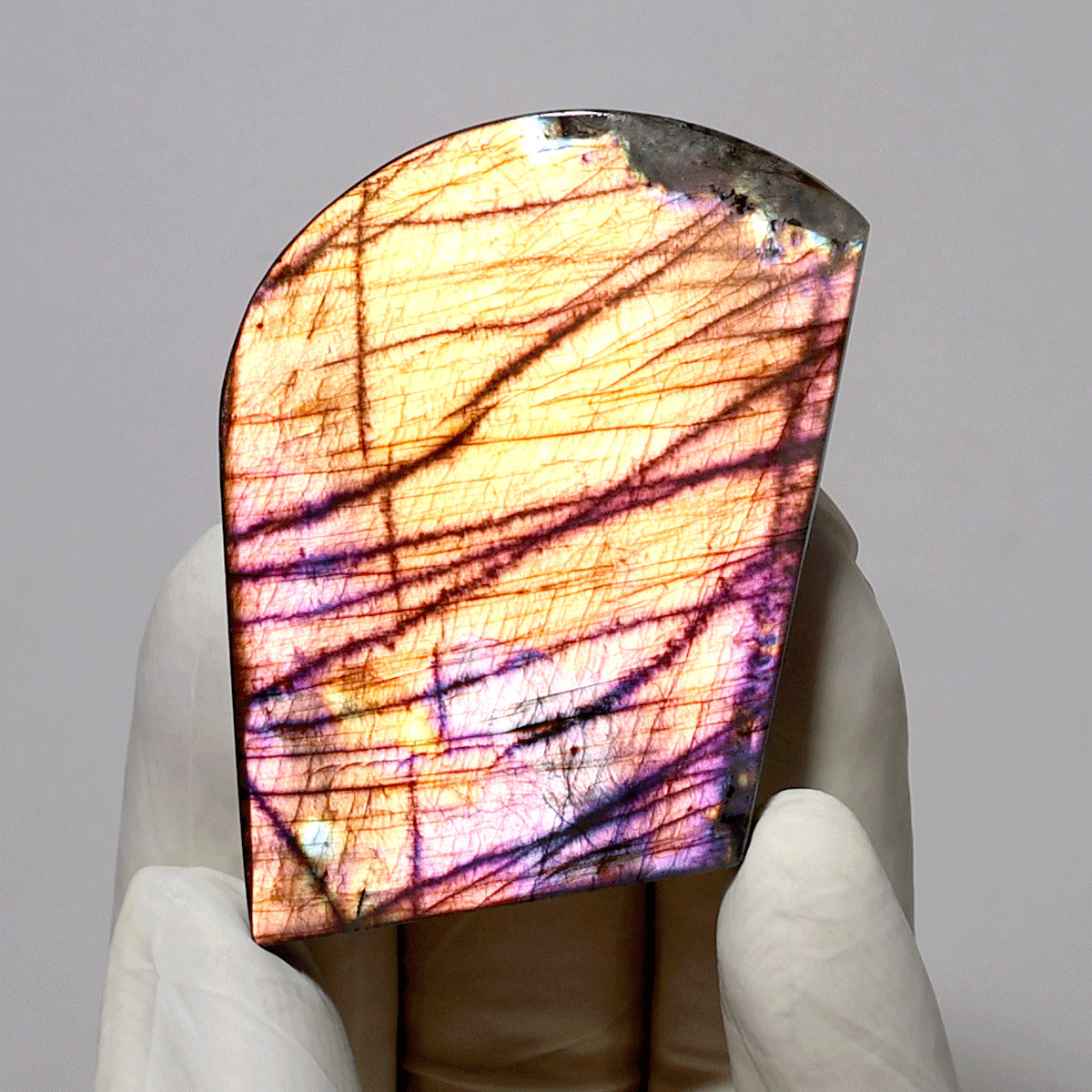 Inner Ignition~ Natural Spectrolite Rainbow Flash Slab~ Freeform Aurora Crystal