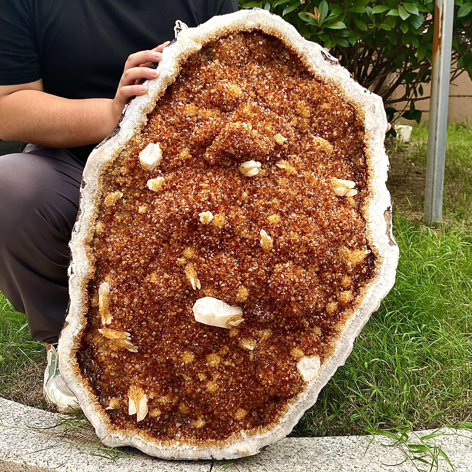 117LB Beautiful natural yellow crystal cave entrance large restoration
