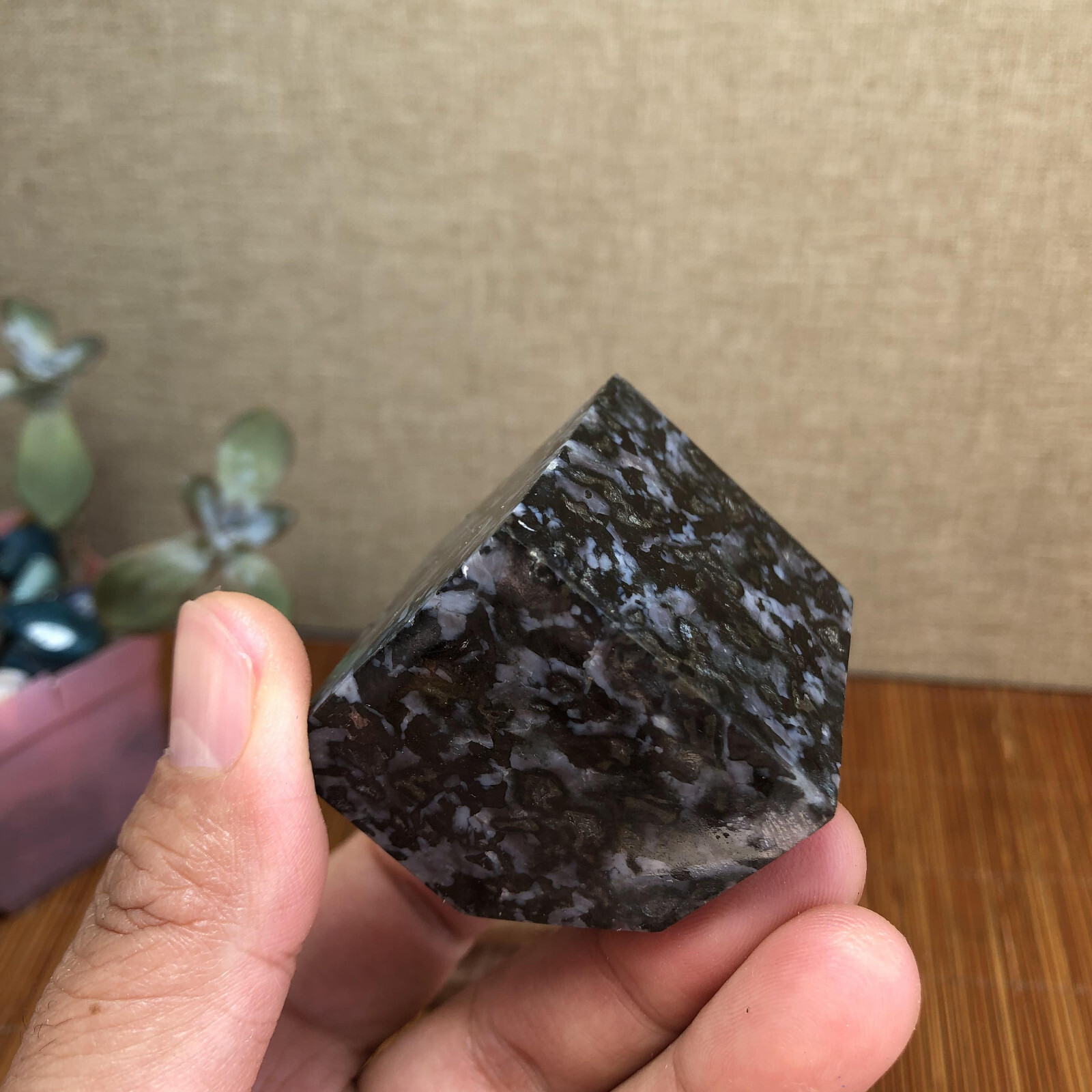 36mm Natural merlinite Snakeskin spotted crystal Specimen Cube block 148g A4159