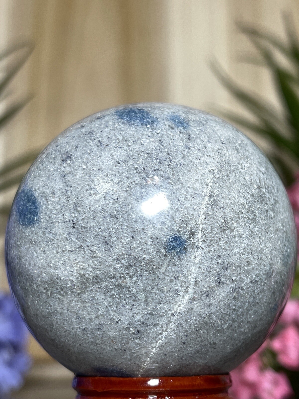 Cleavelandite Apatite SPHERE – Mineral Blue Grey Crystal Witch Stone Not K2