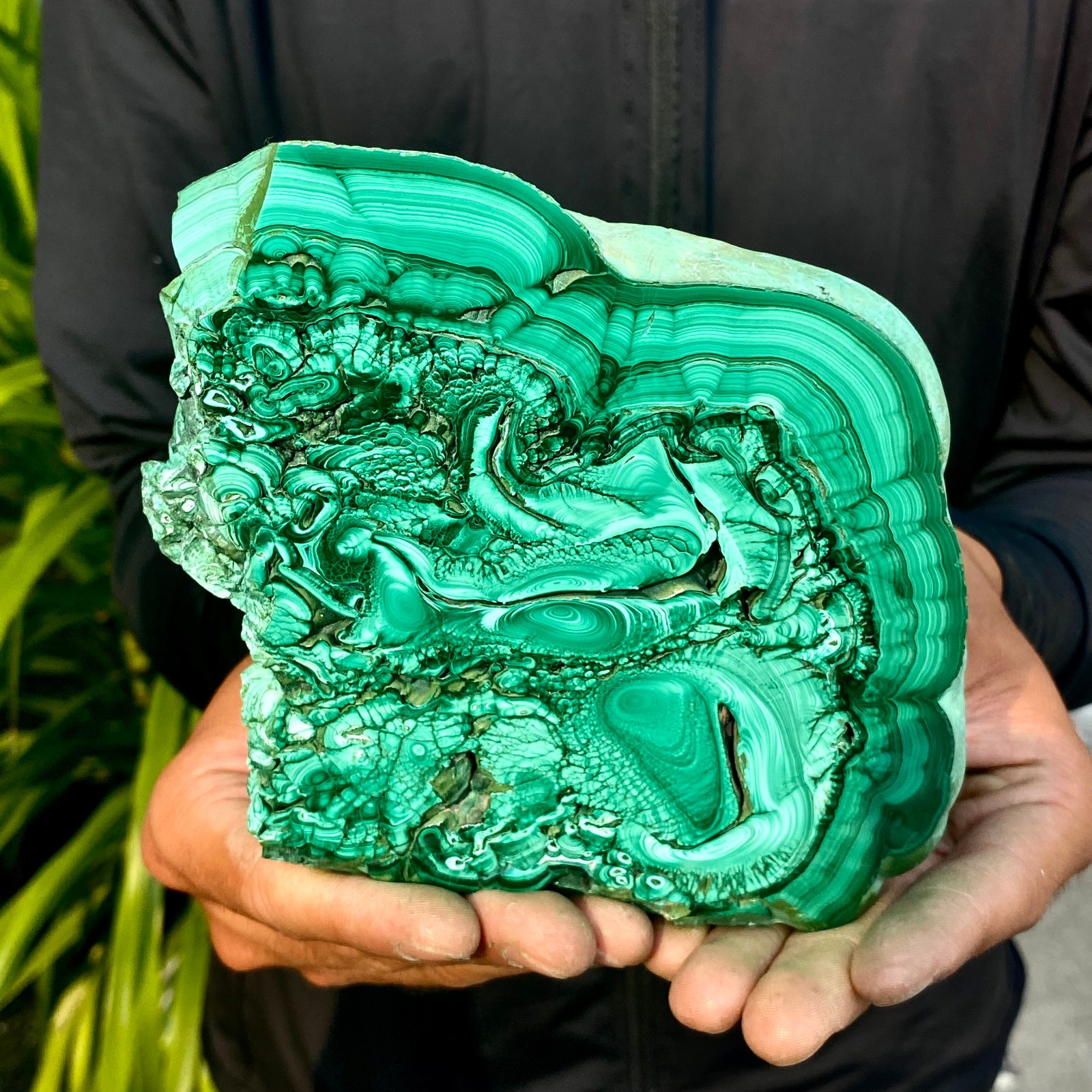1.58LB Natural Green Malachite Crystal Flaky Pattern Ore Specimen Quartz Healing