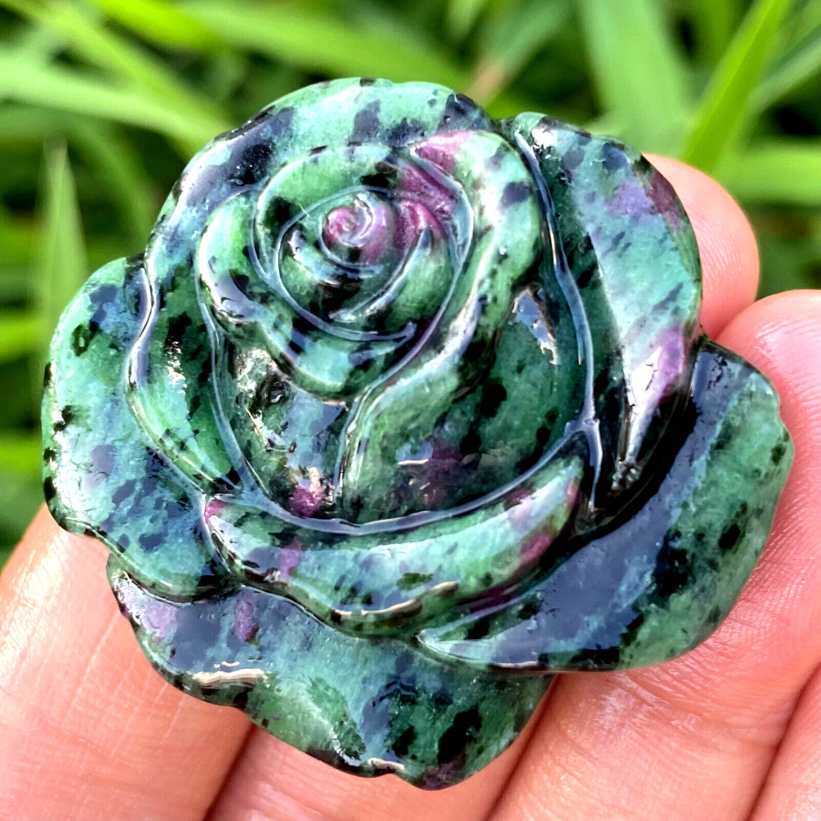 Natural zoisite quartz roses flowers skull hand carved reiki Healing 1pc