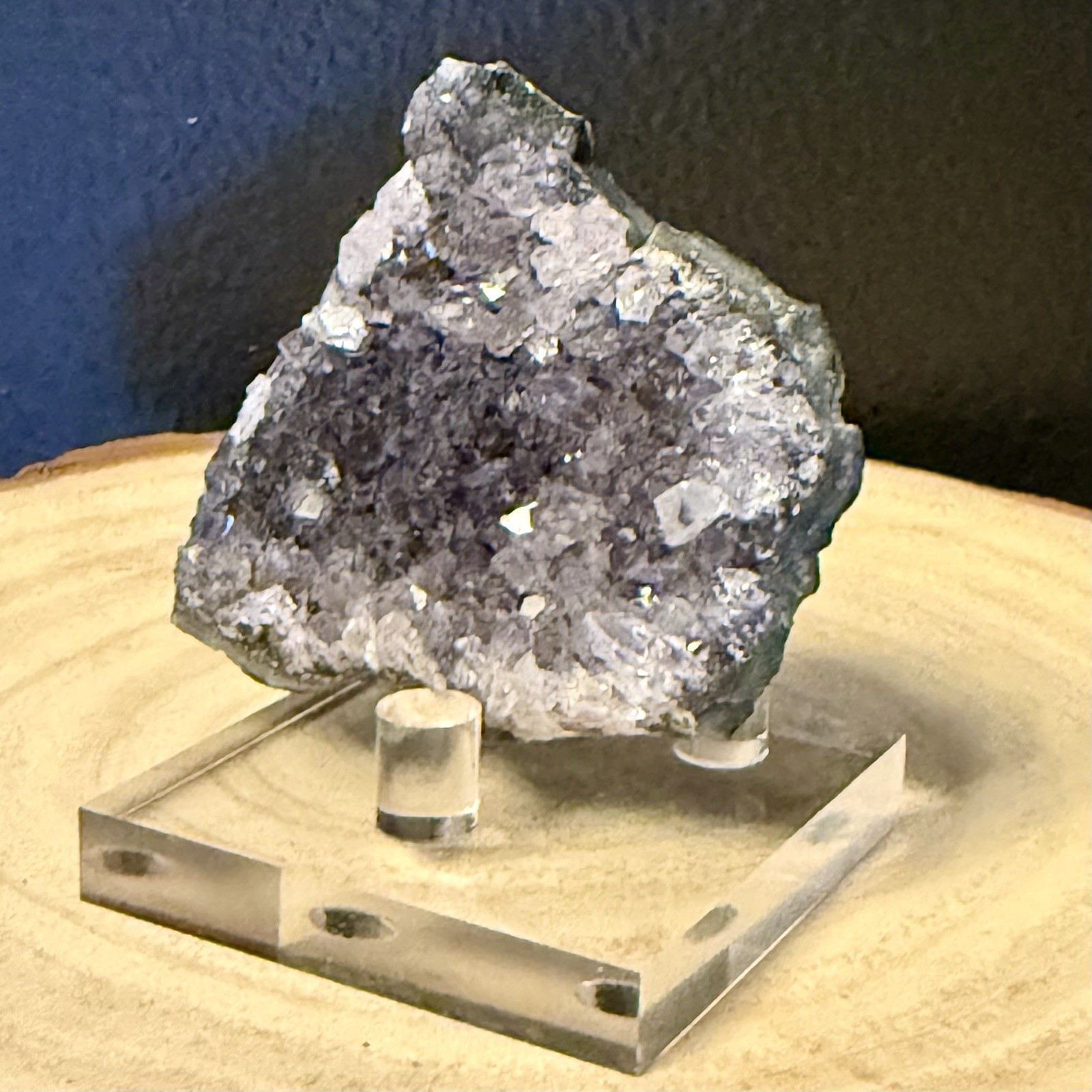 Purple Amethyst Crystal Cluster Geode Display Specimen
