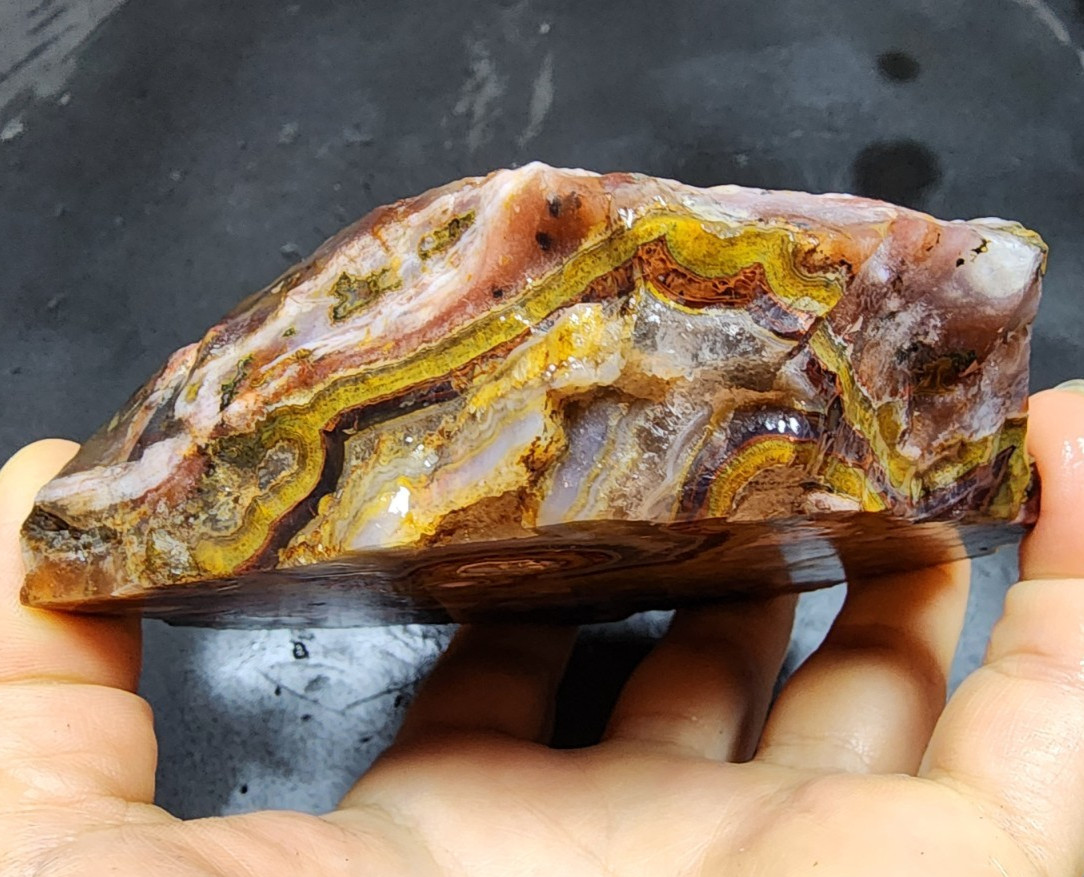 18.48 oz ( 524 gr) Multicolor Agate Slab, Collectible Agate, Unpolished Agate