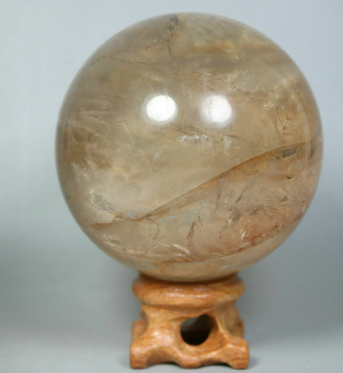 0.95lb Natural RED FIRE QUARTZ Hematoid Crystal PHANTOM MULTI-INCLUSIONS Sphere