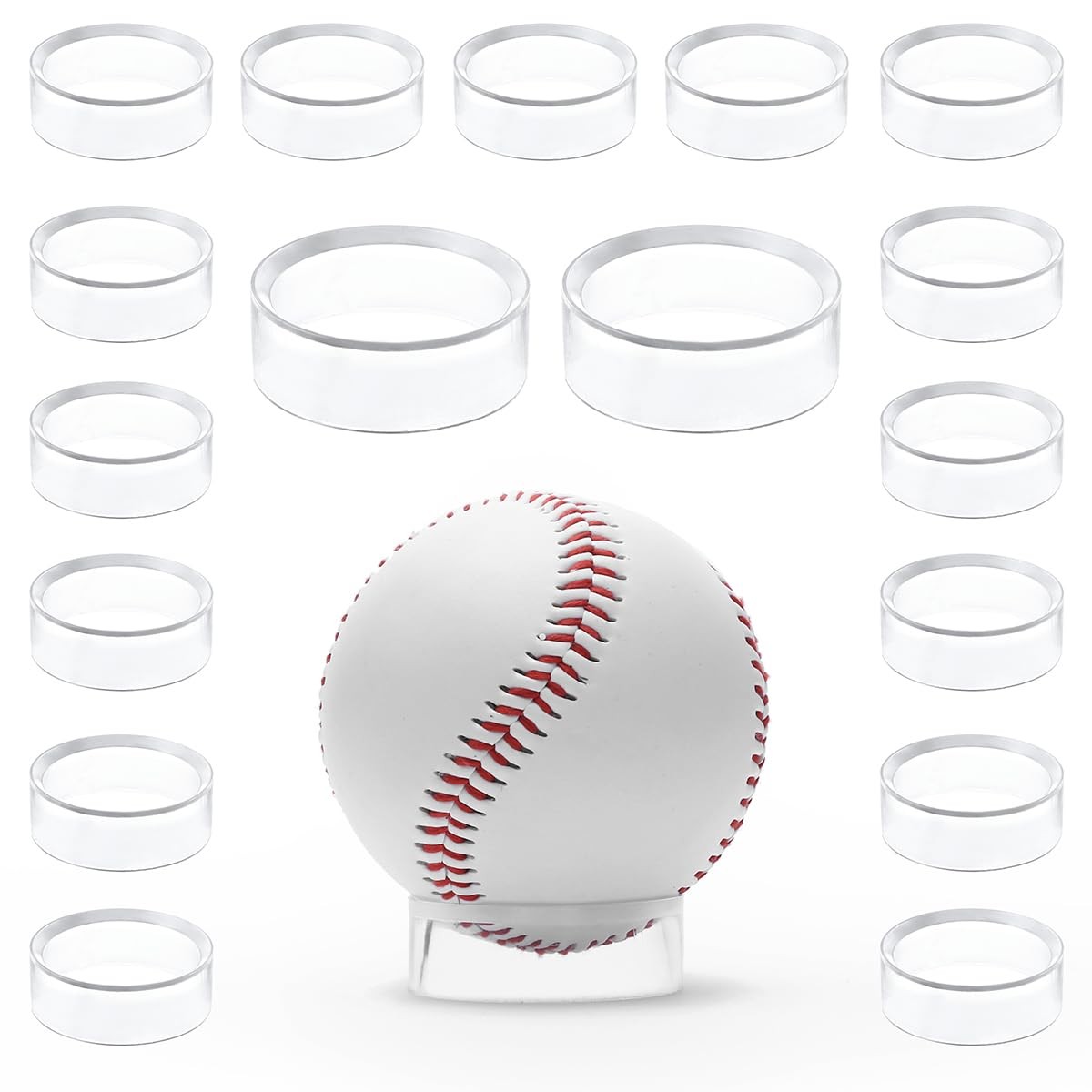 30 pcs Large Acrylic Clear Baseball Stands 1-5/8″ Size Display Holders for La…