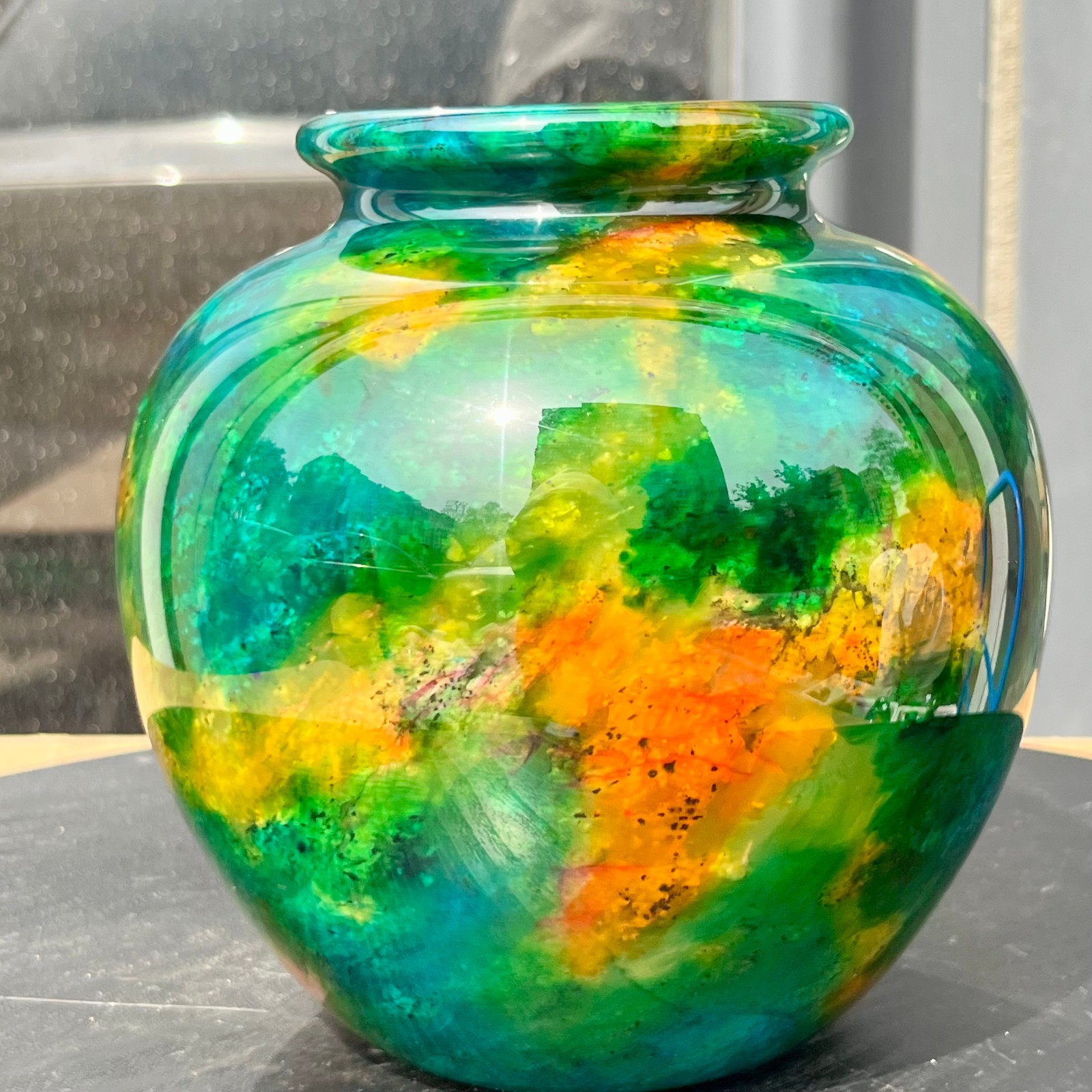 Natural Multicolor Agate Stone Vase Polished Gemstone Urn Home Decor 2.7 lb