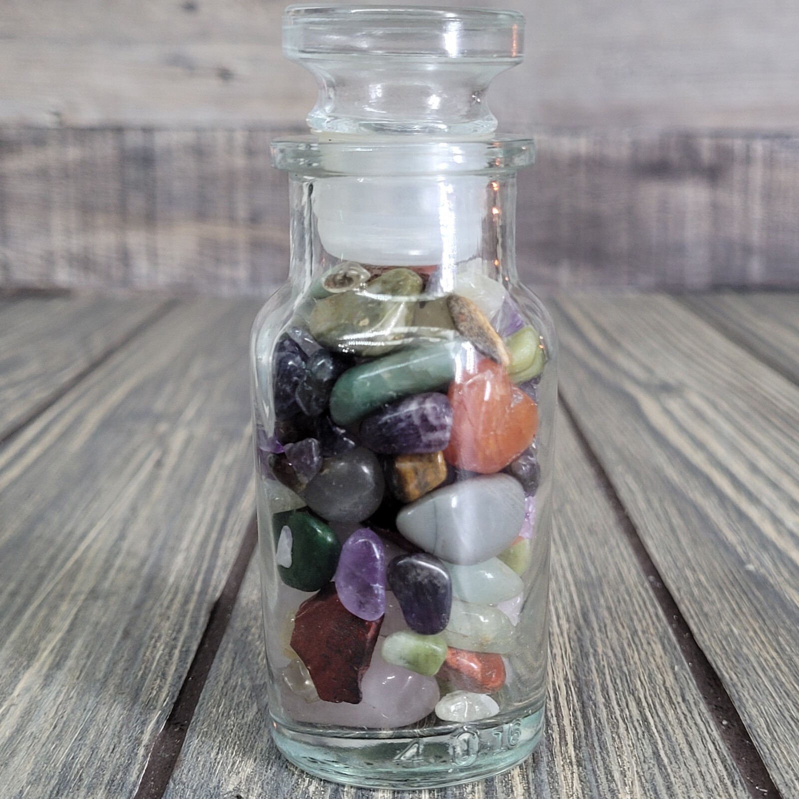 4oz Mixed Crystal Tumbles/Chips in Apothecary Vintage Glass Jar Wagner Spice