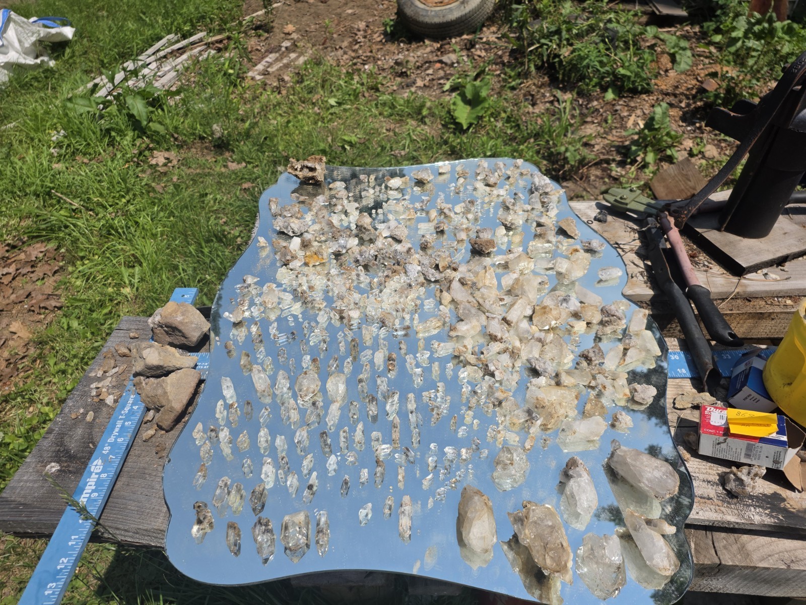 Entire Table Natural Quartz Crystal Points Mixed Lot with Geode Specimens 225