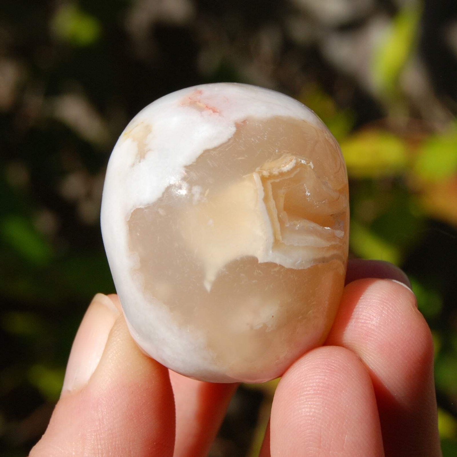 2in Sakura Flower Agate Carved Crystal Skull