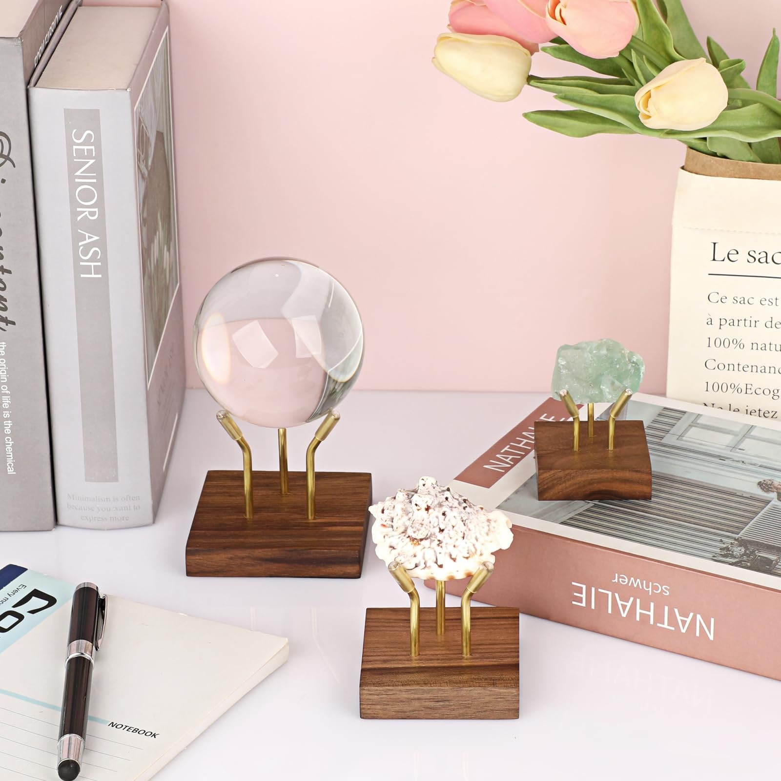 Hipiwe Metal Arm Display Stand Easel with Wooden Base Decorative Display for …