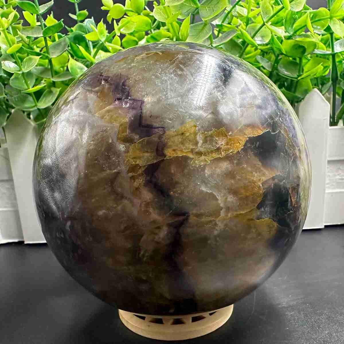 1835g Natural Fluorite Quartz Sphere Crystal Energy Ball Reiki Healing Gem