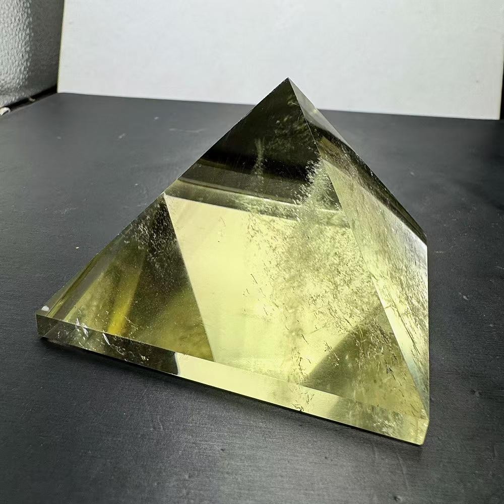 320g Natural Citrine Quartz Carved Pyramid Crystal Reiki Healing Decor
