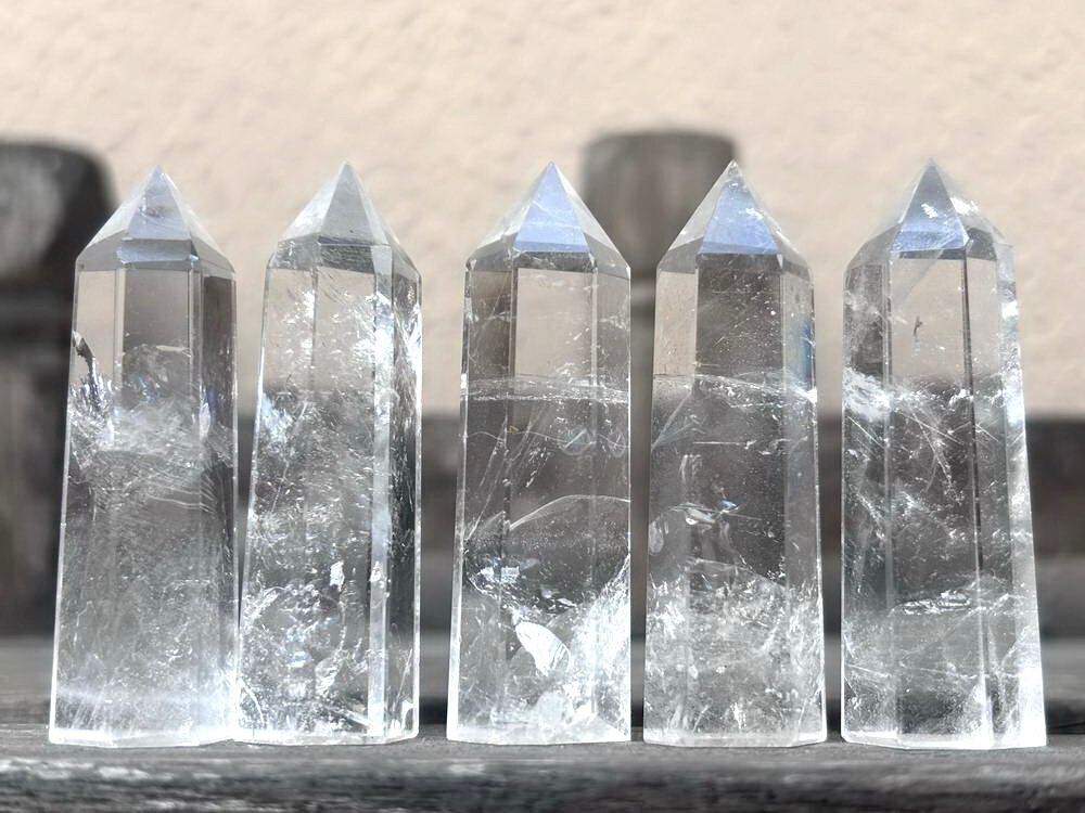 5pcs Lot 2”+ Thick Clear Natural Quartz Crystal Point Wands Tower Obelisk