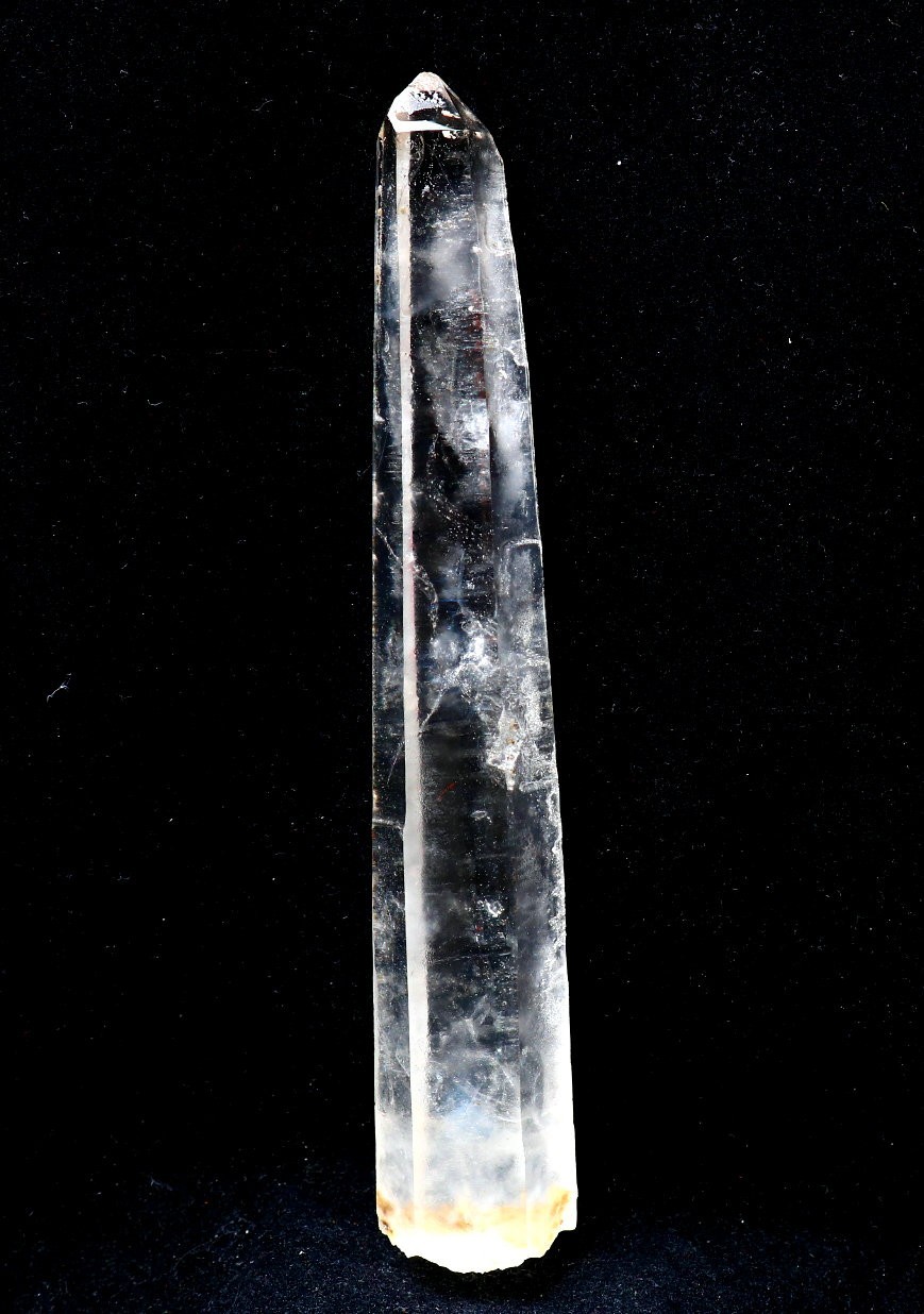 Natural transparent “blue needle pyramid” crystal iron ore mineral specimen