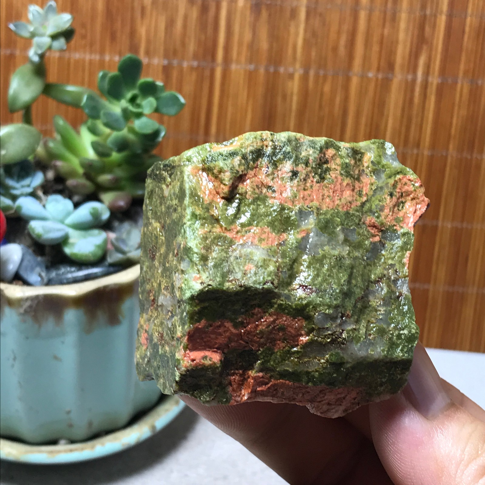 198g Natural Unakite Crystal gemstone Rough Mineral Specimen healing A6350