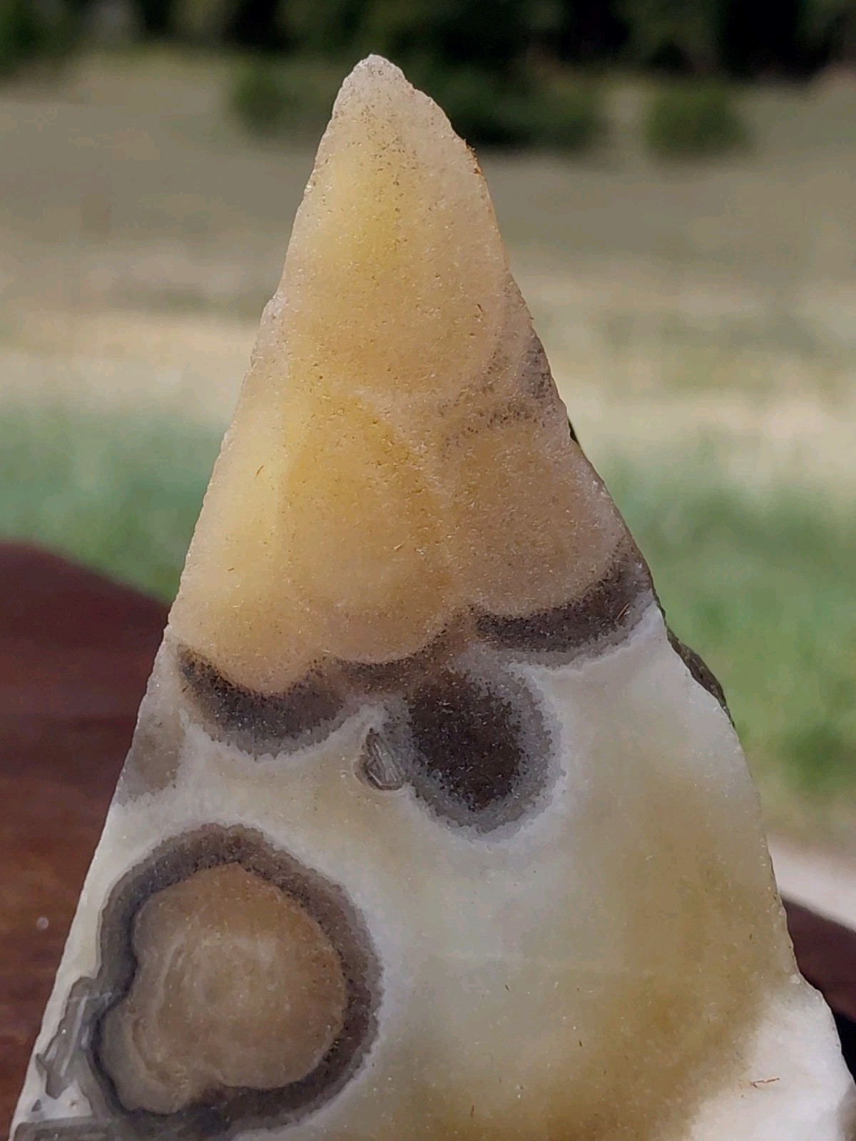 Zebra Calcite Polished Pyramid Dendrite Translucent Bands 3 1/4″x3 1/4″×2 1/2″
