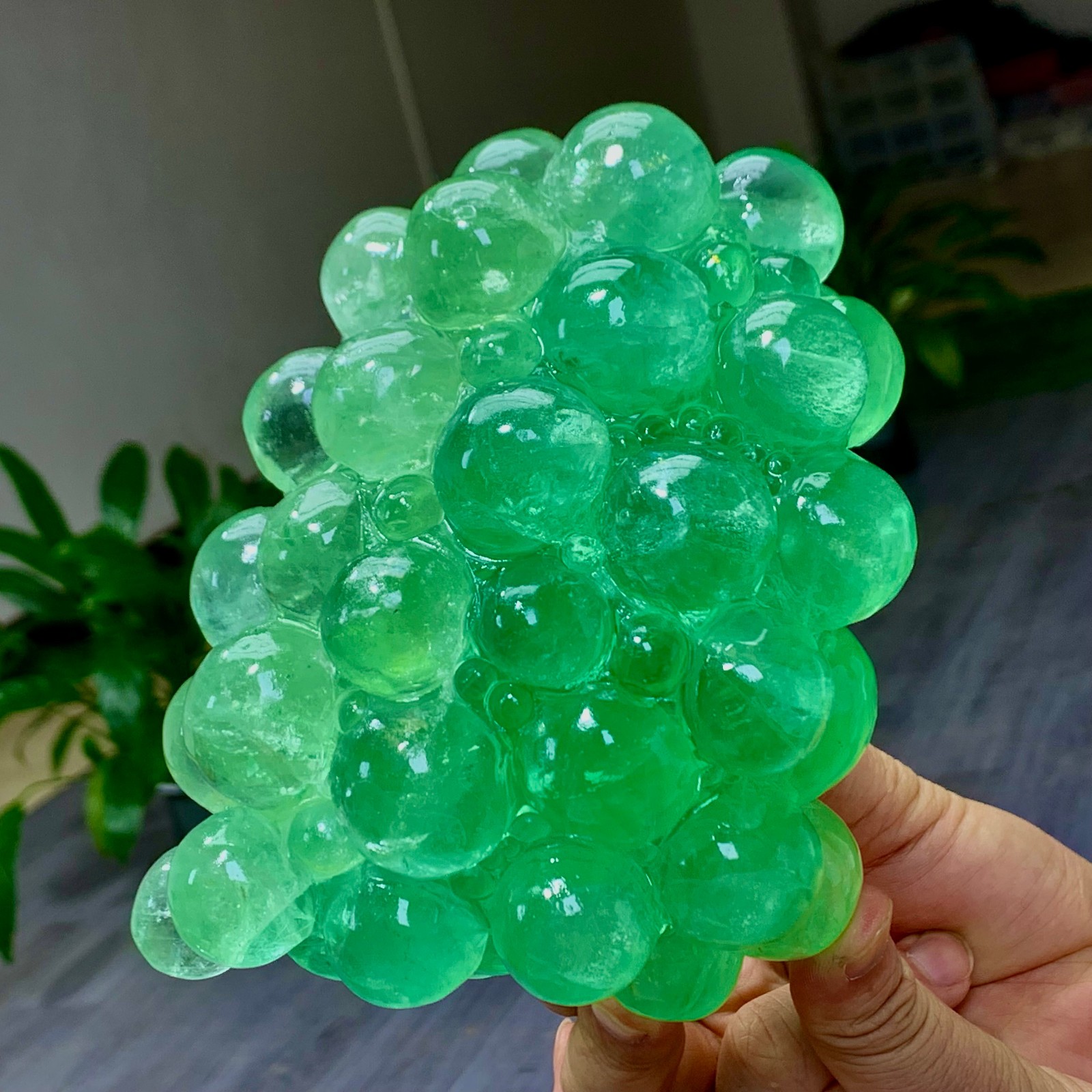5.18LB Natural green fluorite hand carving grape shape Crystal mineral